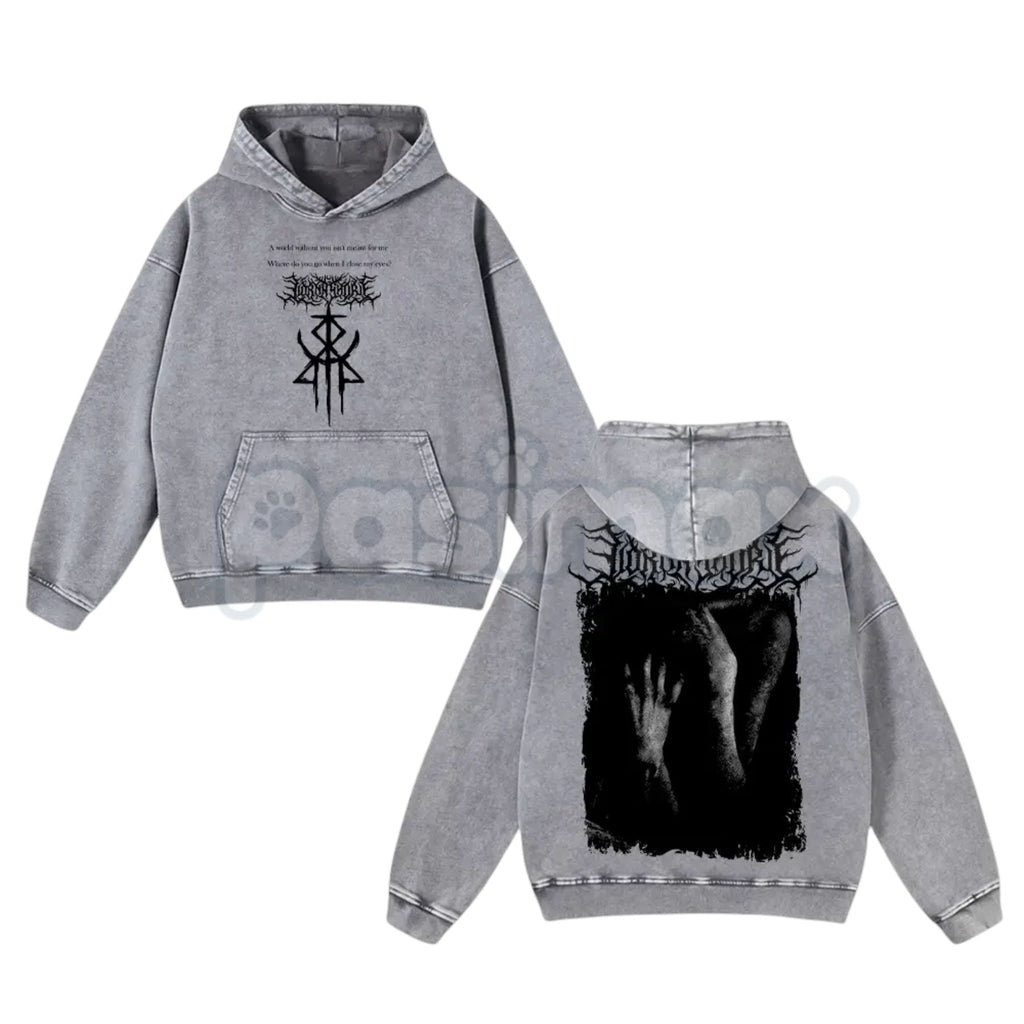 Pasimax Lorna Shore Pain Remains Hoodie – Dancing Like Flames Washed Heavy Metal Pullover — lifestyle context