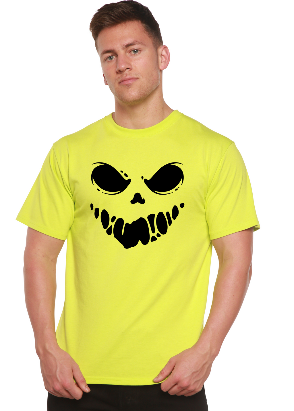 Spun Bamboo Halloween Boo Men's Bamboo Viscose/Organic Cotton Short Sleeve Graphic T-Shirt — side view