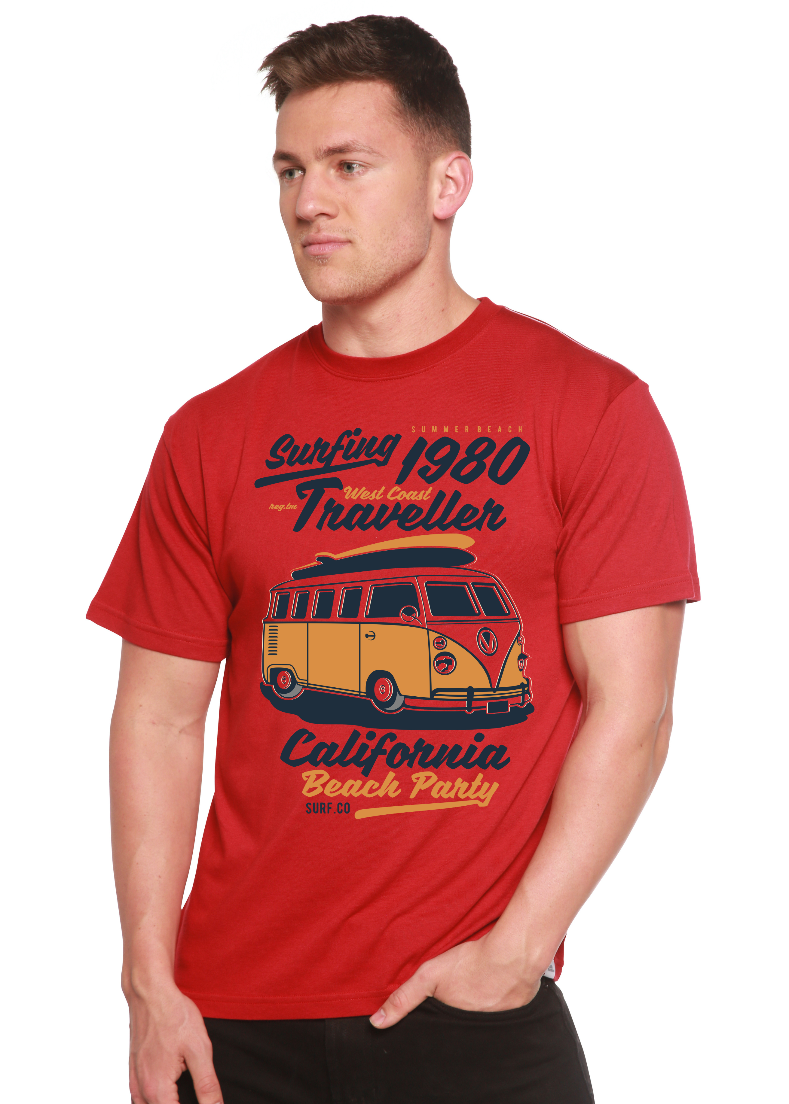 Spun Bamboo Surfing 1980 Spun Bamboo® Men's Bamboo Viscose/Organic Cotton Short Sleeve Graphic T-Shirt — side view