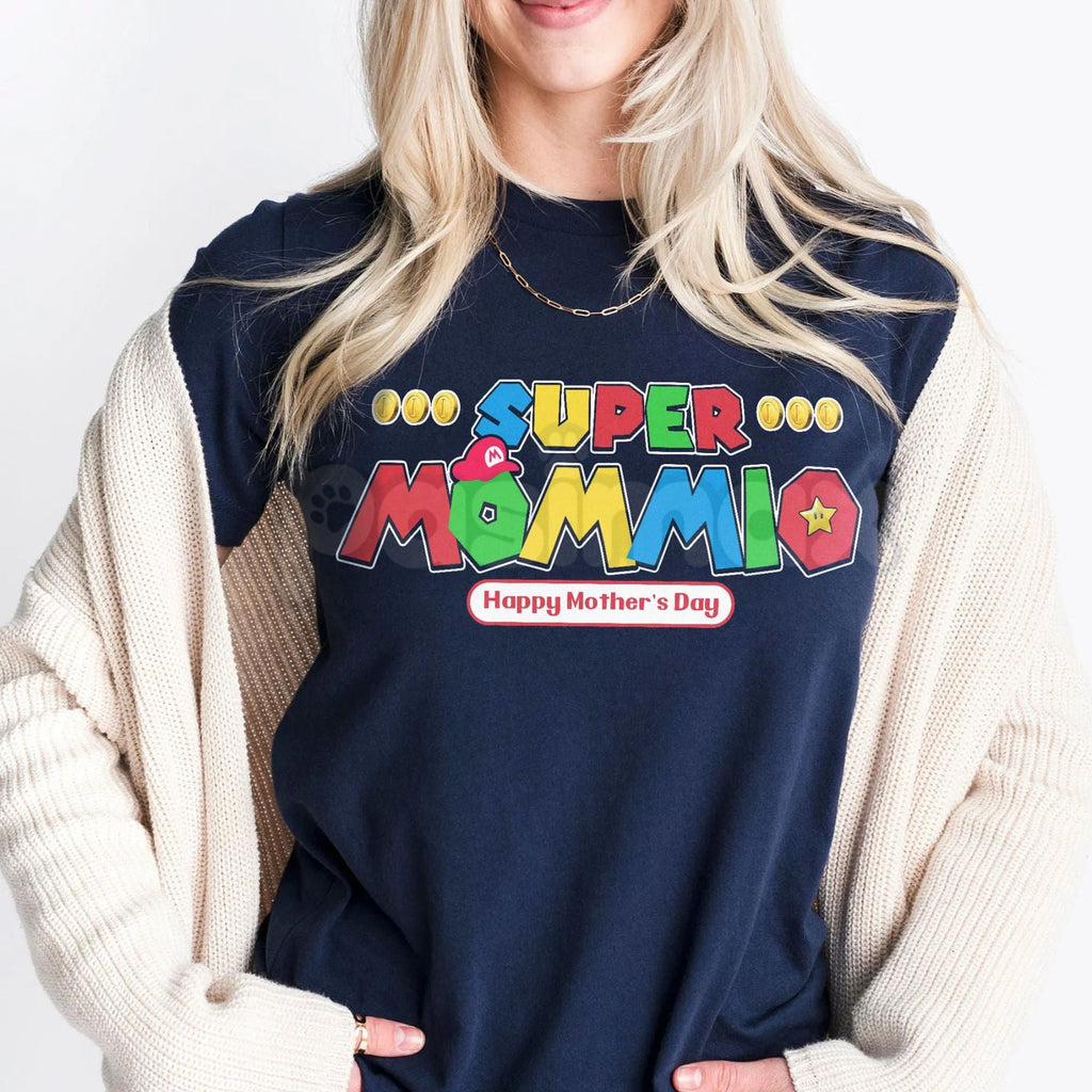 "Super Momio" Funny Mother's Day T-Shirt – Best Mom Ever Retro Gaming Graphic Tee, Premium 100% Cotton Personalized Mother's Day 2026 Shirt, Soft Lived-In Heavyweight Gamer Mom Top, Made in USA