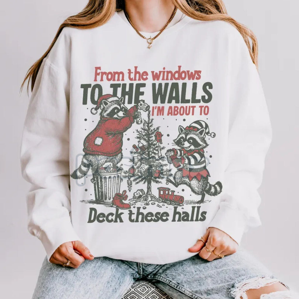 Pasimax "From The Windows To The Walls Deck These Halls" Sweatshirt – Funny Christmas Song Parody Crewneck — lifestyle contex