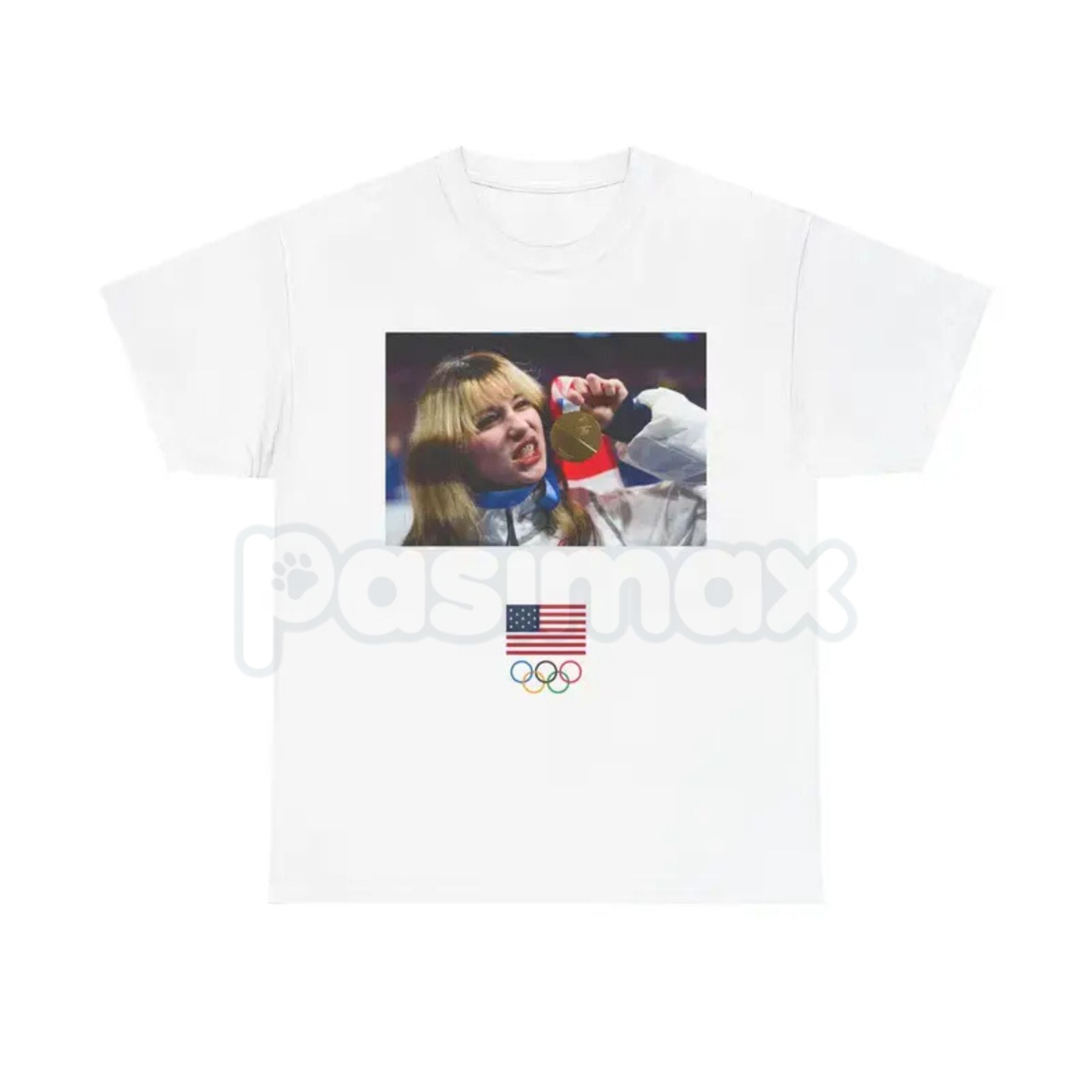 Pasimax Team USA Olympics American Flag T-Shirt - Official Style Olympic Rings Graphic Tee, Premium 100% Cotton Team USA Fan 