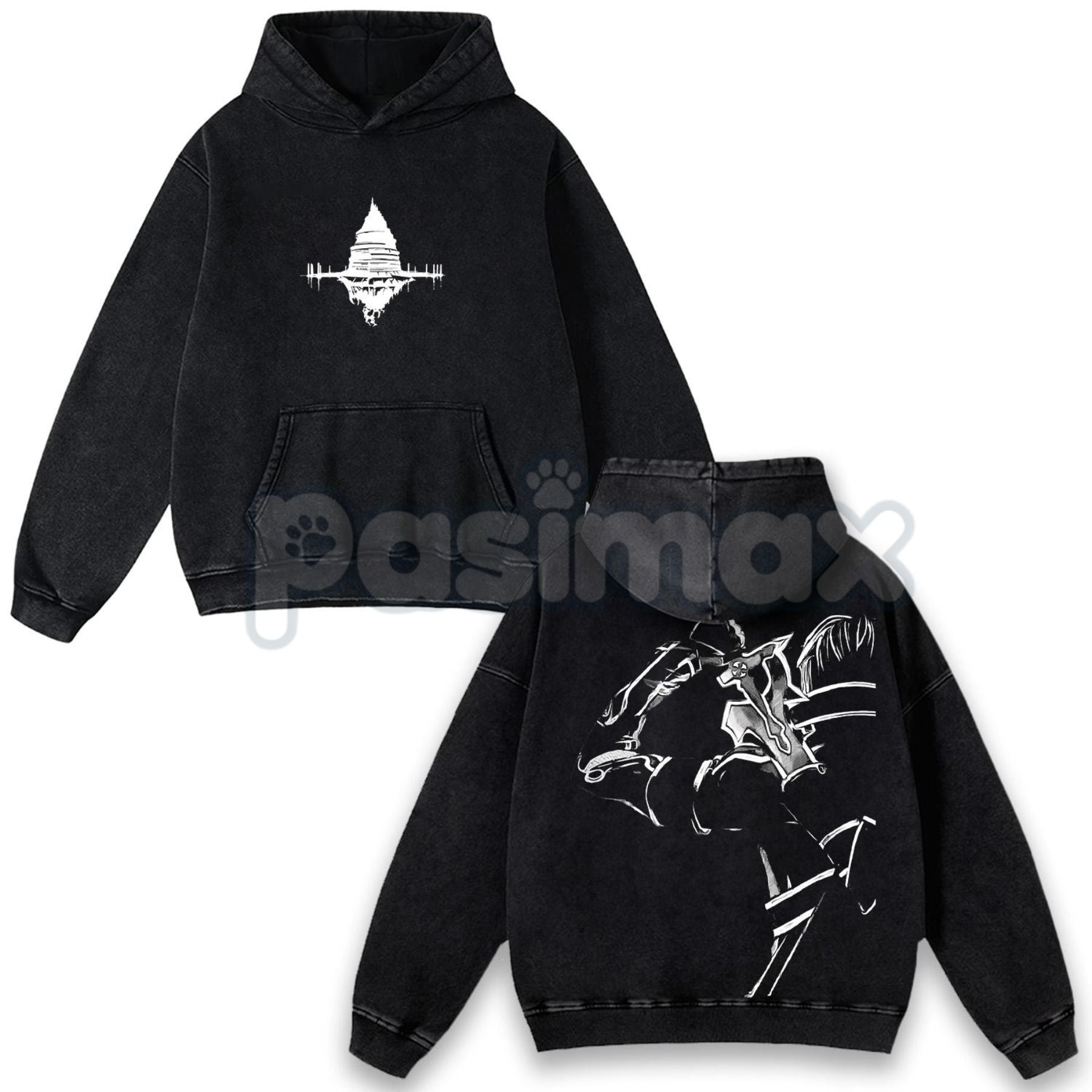 Pasimax Sword Art Online Kirito B&W V1 T-Shirt – Vintage Washed Oversized Anime Manga Graphic Tee — lifestyle context