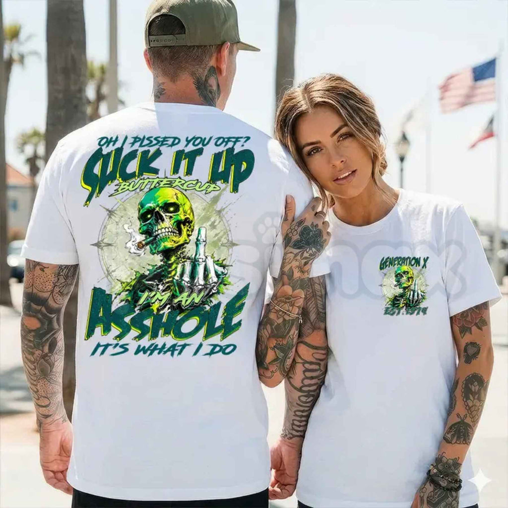 Personalized Gen X Suck It Up Buttercup Shirt – Funny Skull Graphic Tee, Custom Year Sarcastic Unisex T-Shirt