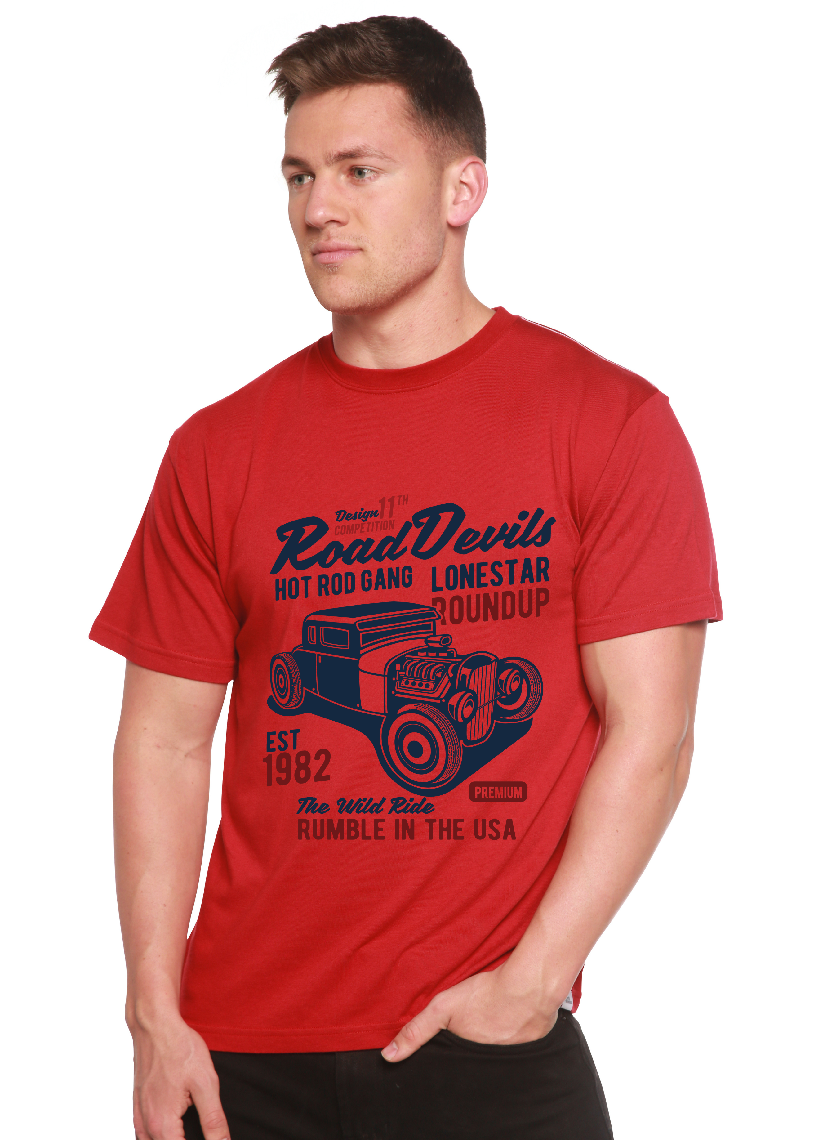 Spun Bamboo Road Devils Spun Bamboo® Men's Bamboo Viscose/Organic Cotton Short Sleeve Graphic T-Shirt — back view