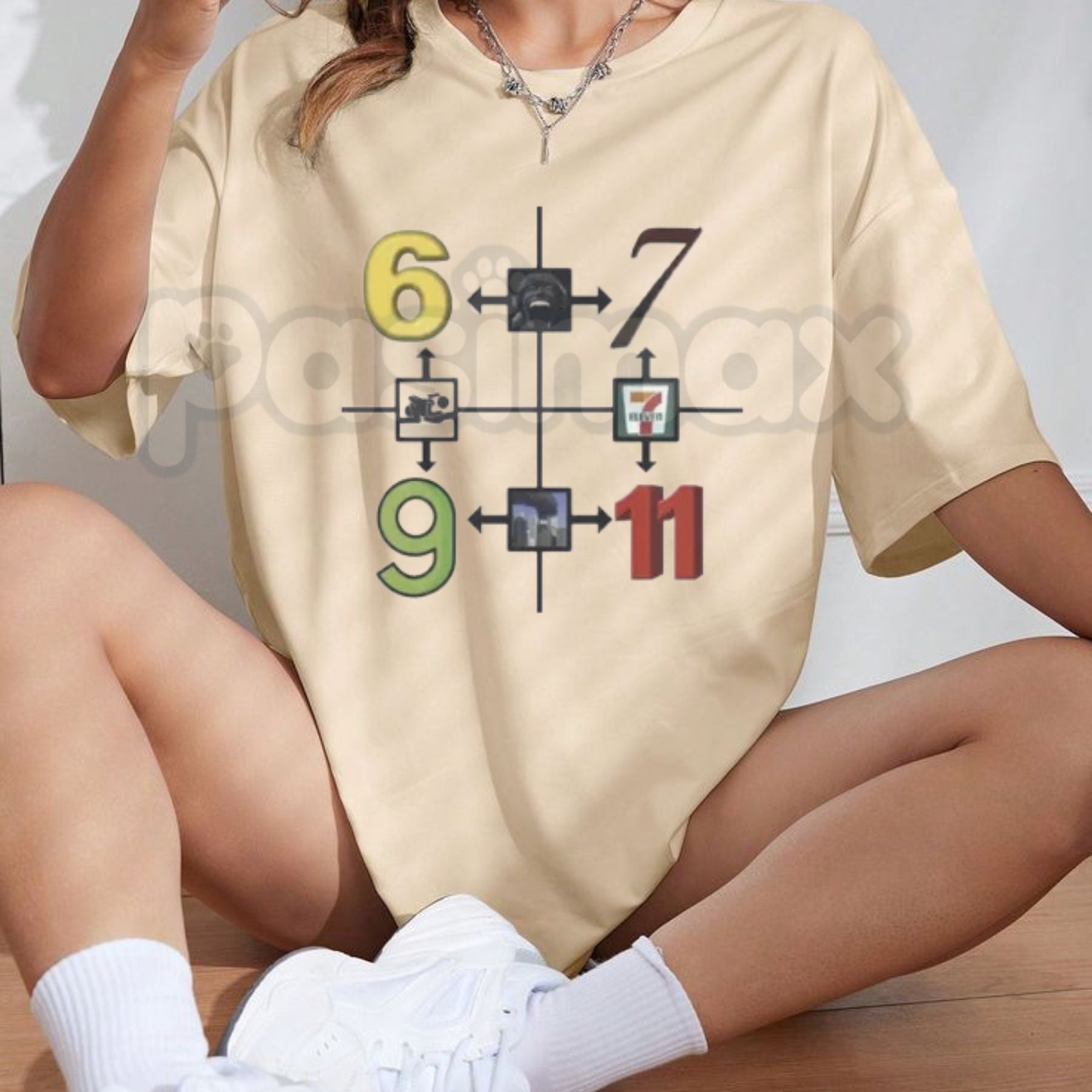Funny 69 67 9/11 7-11 Meme T-Shirt – Sarcastic Gen Z Absurdist Numeric Graphic Tee