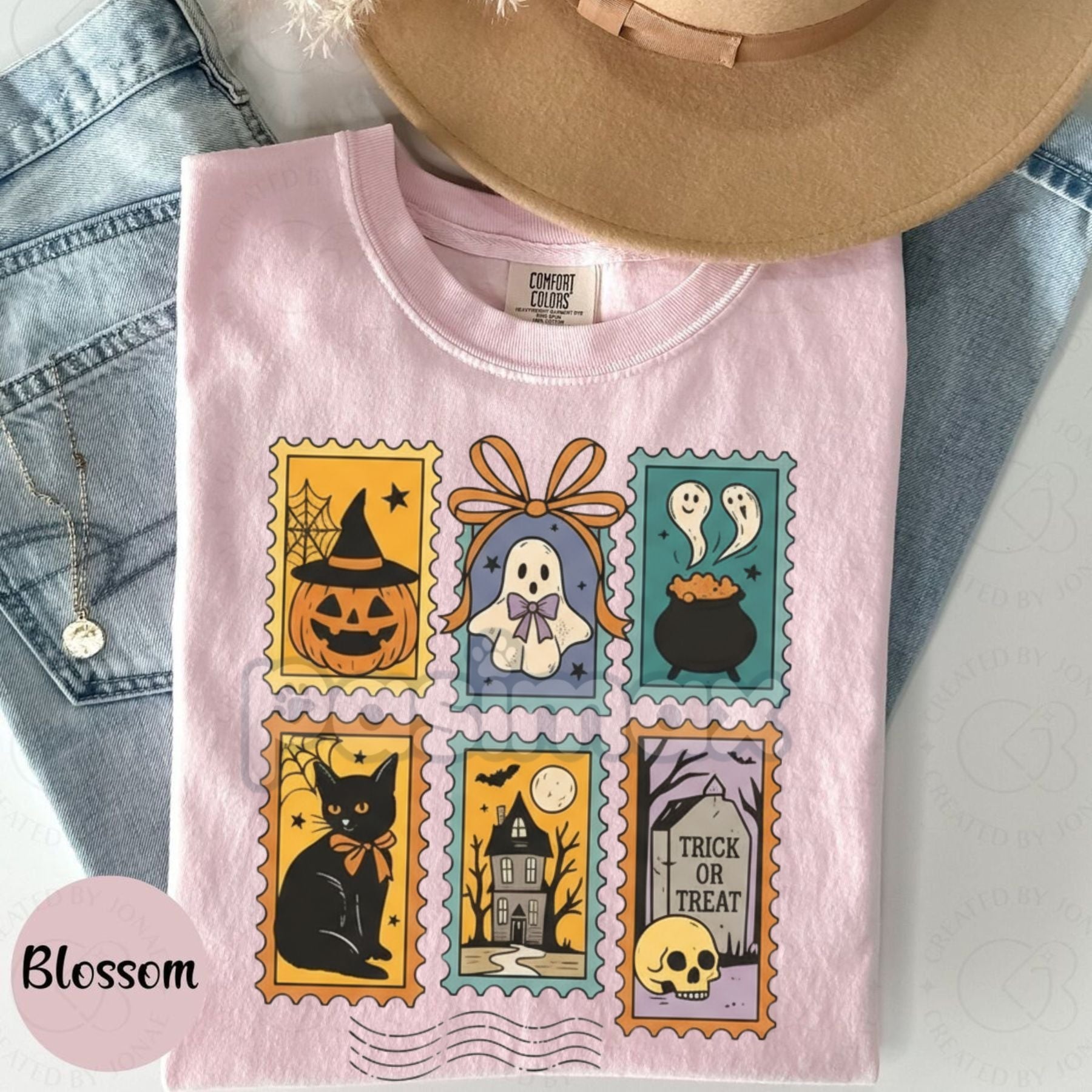 Pasimax Halloween Cute Ghost Pumpkin Cat Shirt — lifestyle context