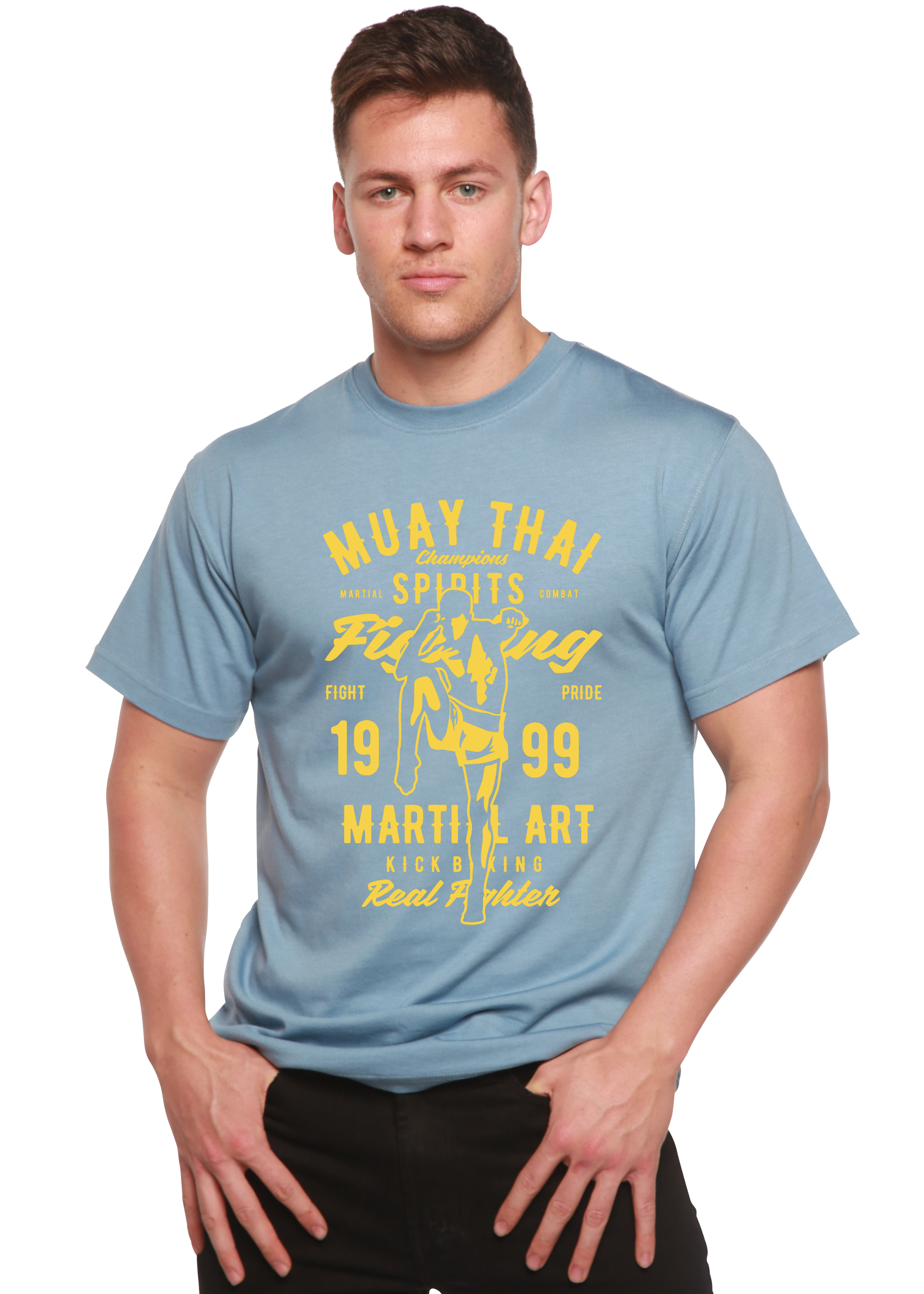 Spun Bamboo Muay Thai Spun Bamboo® Men's Bamboo Viscose/Organic Cotton Short Sleeve Graphic T-Shirt — back view