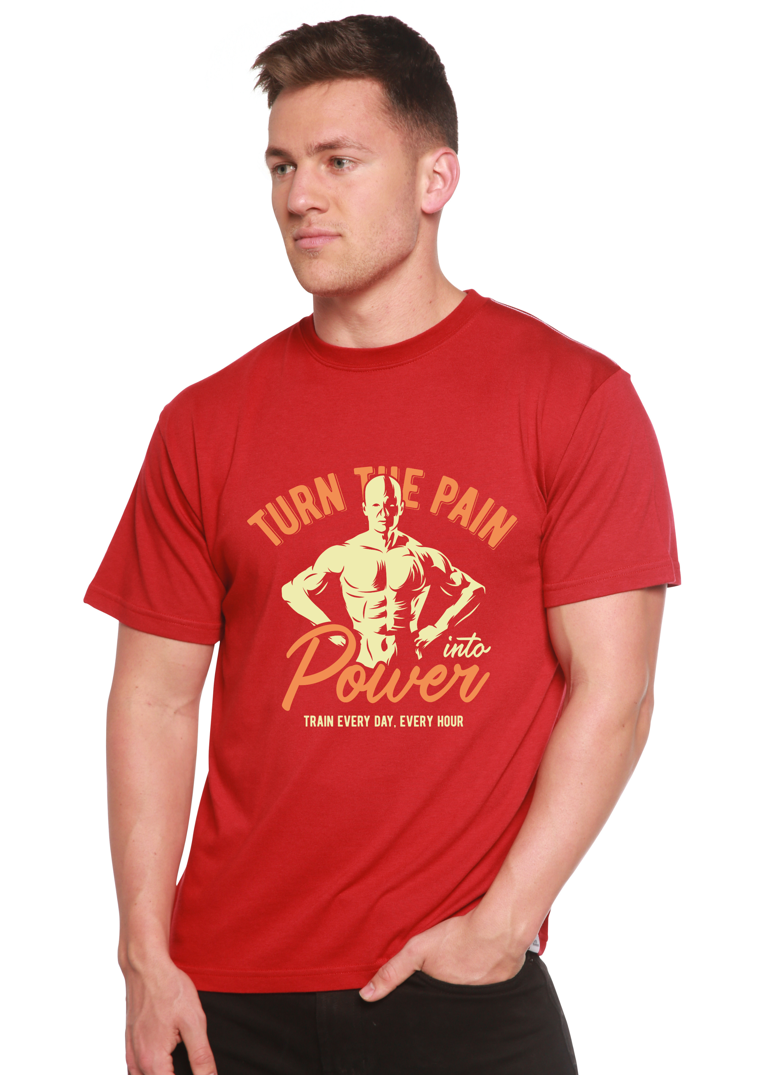 Spun Bamboo Turn The Pain Men's Bamboo Viscose/Organic Cotton Short Sleeve Graphic T-Shirt — lifestyle context