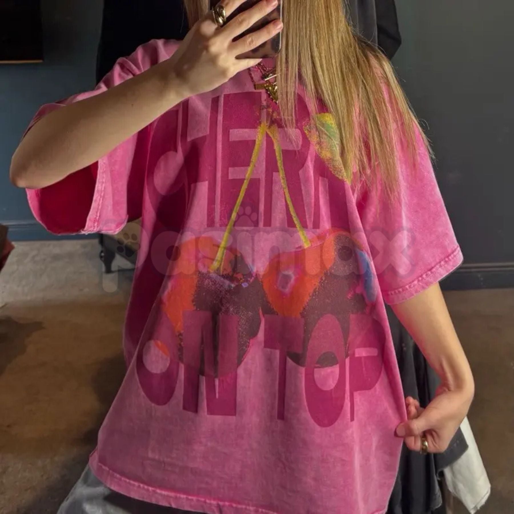 Pasimax "CHERRY ON TOP" Vintage Wash Graphic Tee — lifestyle context