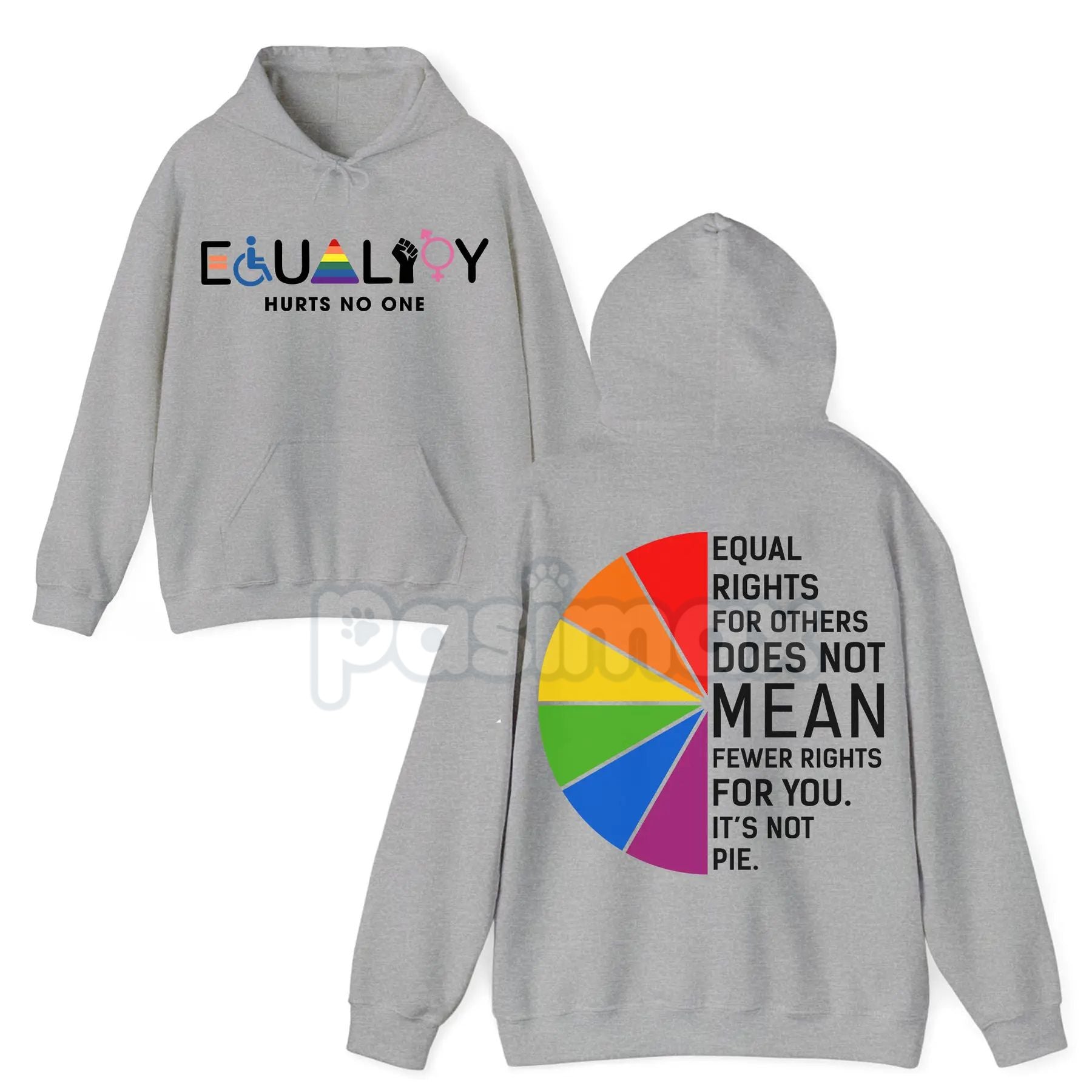 Pasimax Equality 2-Sided Hoodie – "Equal Rights For Others Doesn't Mean Fewer Rights For You" Statement Pullover, Social Just