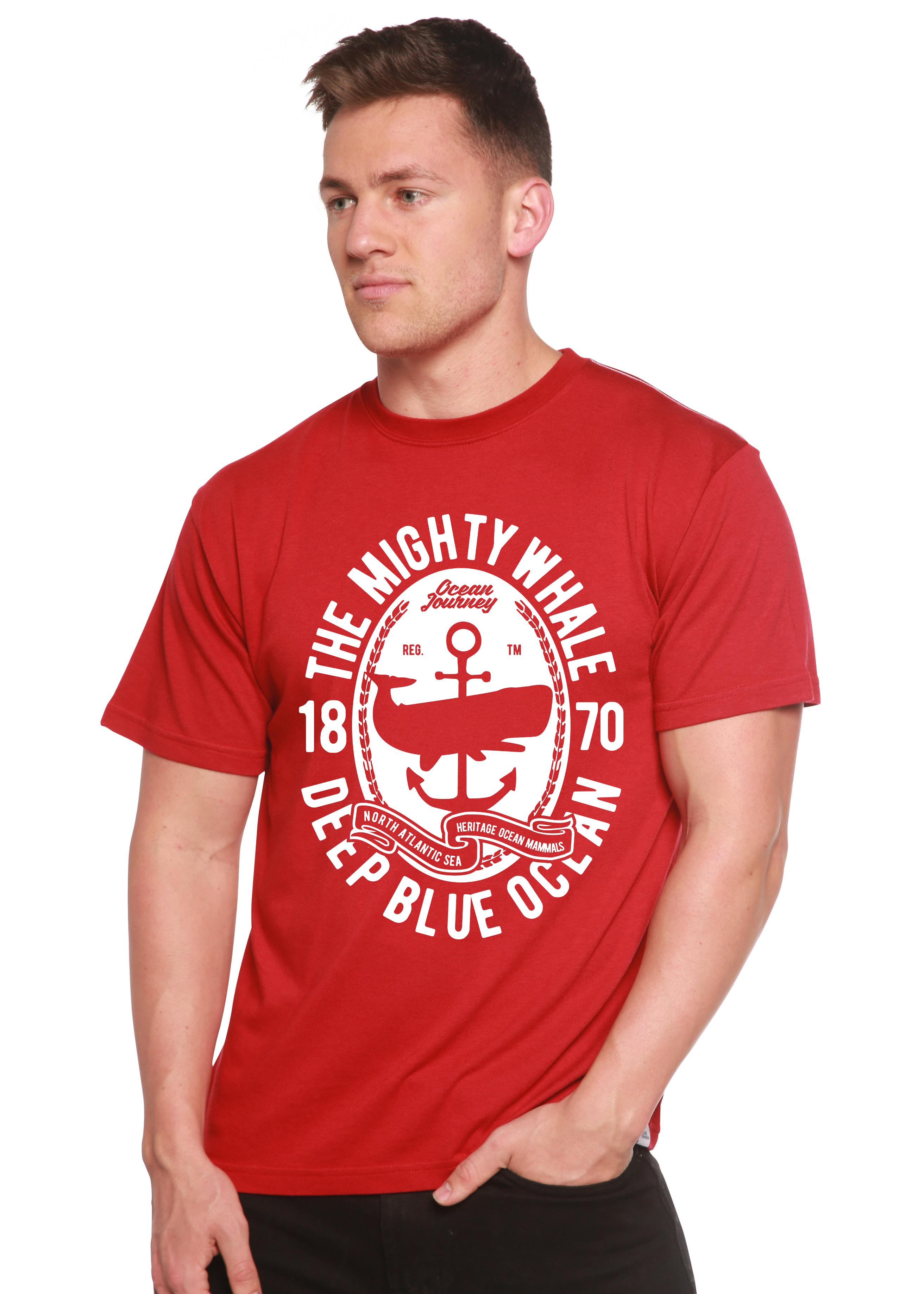 Spun Bamboo The Mighty Spun Bamboo® Men's Bamboo Viscose/Organic Cotton Short Sleeve Graphic T-Shirt — lifestyle context