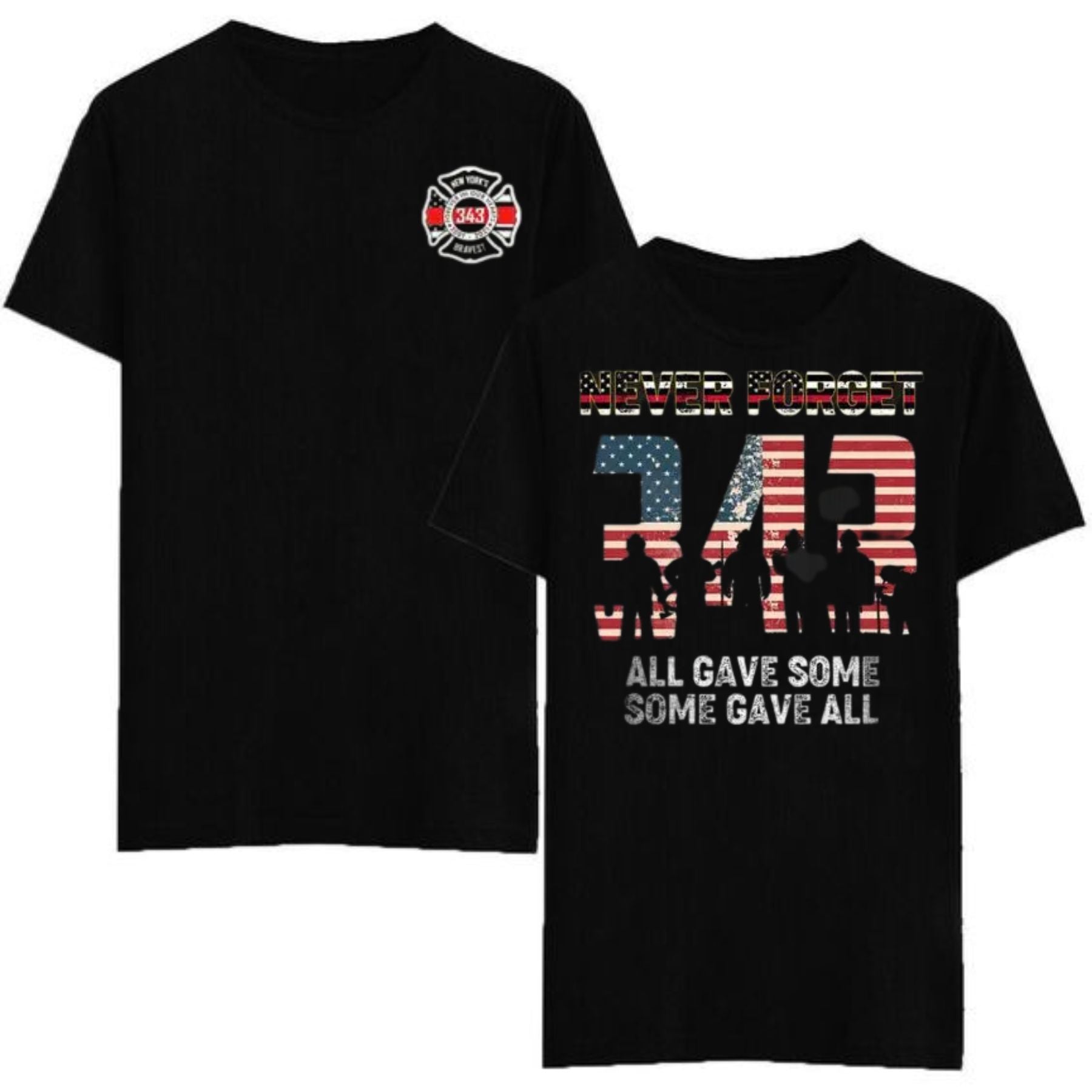 Pasimax "Never Forget 343" Firefighter T-Shirt — lifestyle context