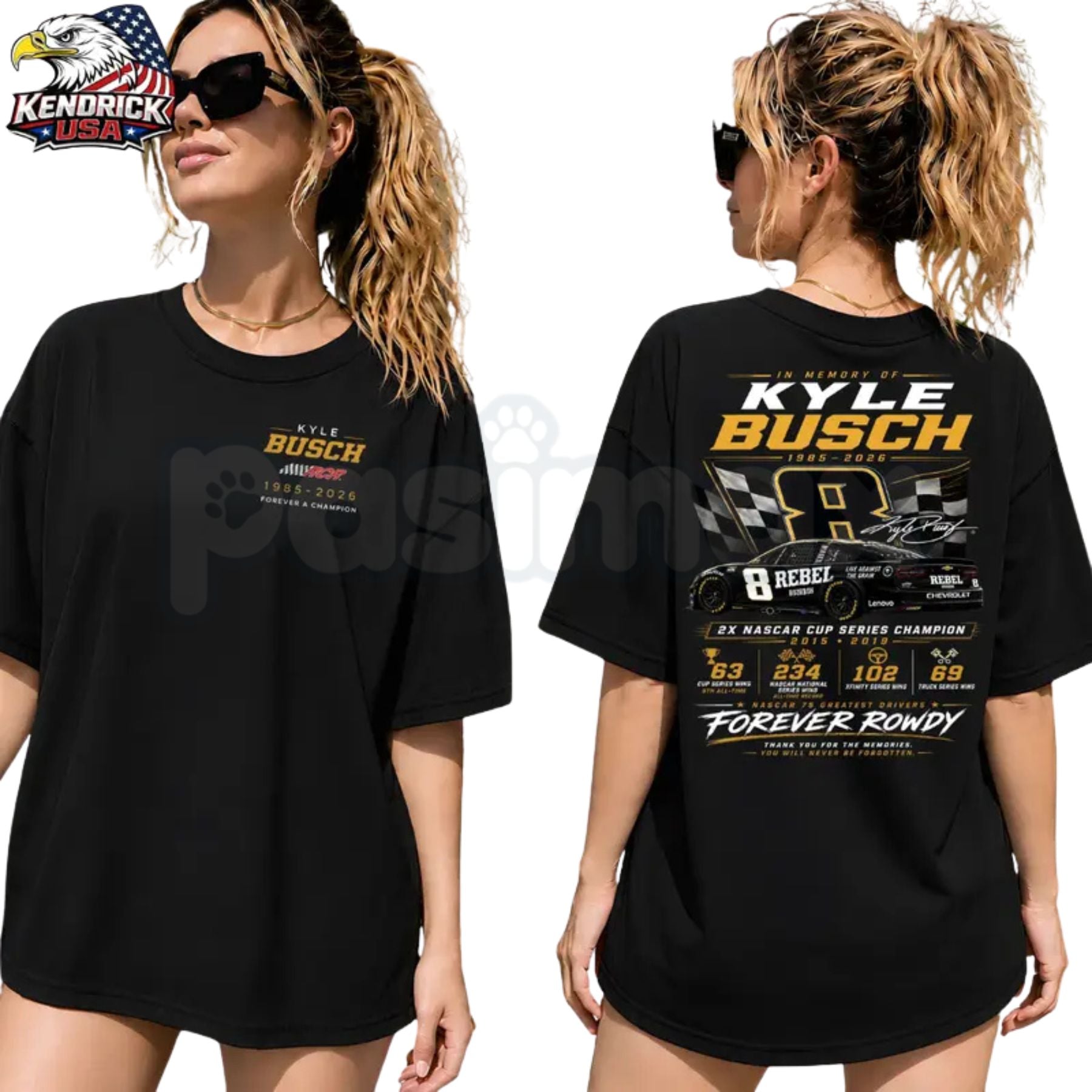 Kyle Busch "1985-2026 Memorial" T-Shirt – Ironic Forever Rowdy Vintage Racing Tribute Graphic Tee