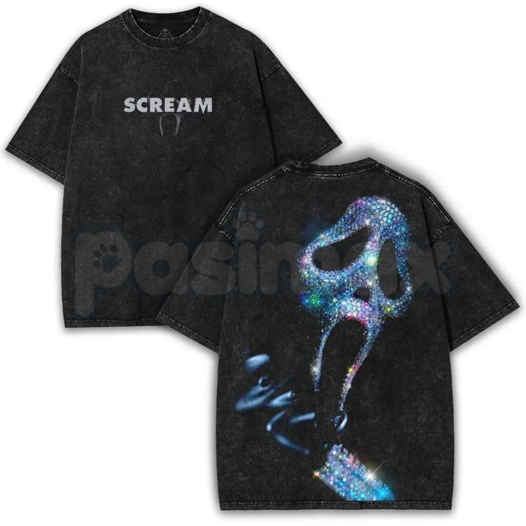 Pasimax Ghostface "Scream" Slasher Streetwear Tee – y2k Vintage Washed Oversized Graphic T-Shirt — lifestyle context