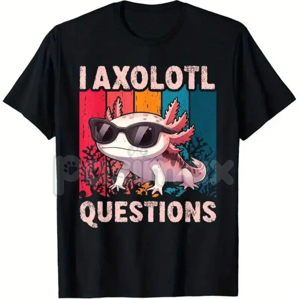 "I Axolotl Questions" Retro Graphic T-Shirt – Funny Science Pun Tee, Premium 100% Cotton Cute Animal Top, Soft Lived-In Heavyweight Biology Nerd Shirt, Made in USA