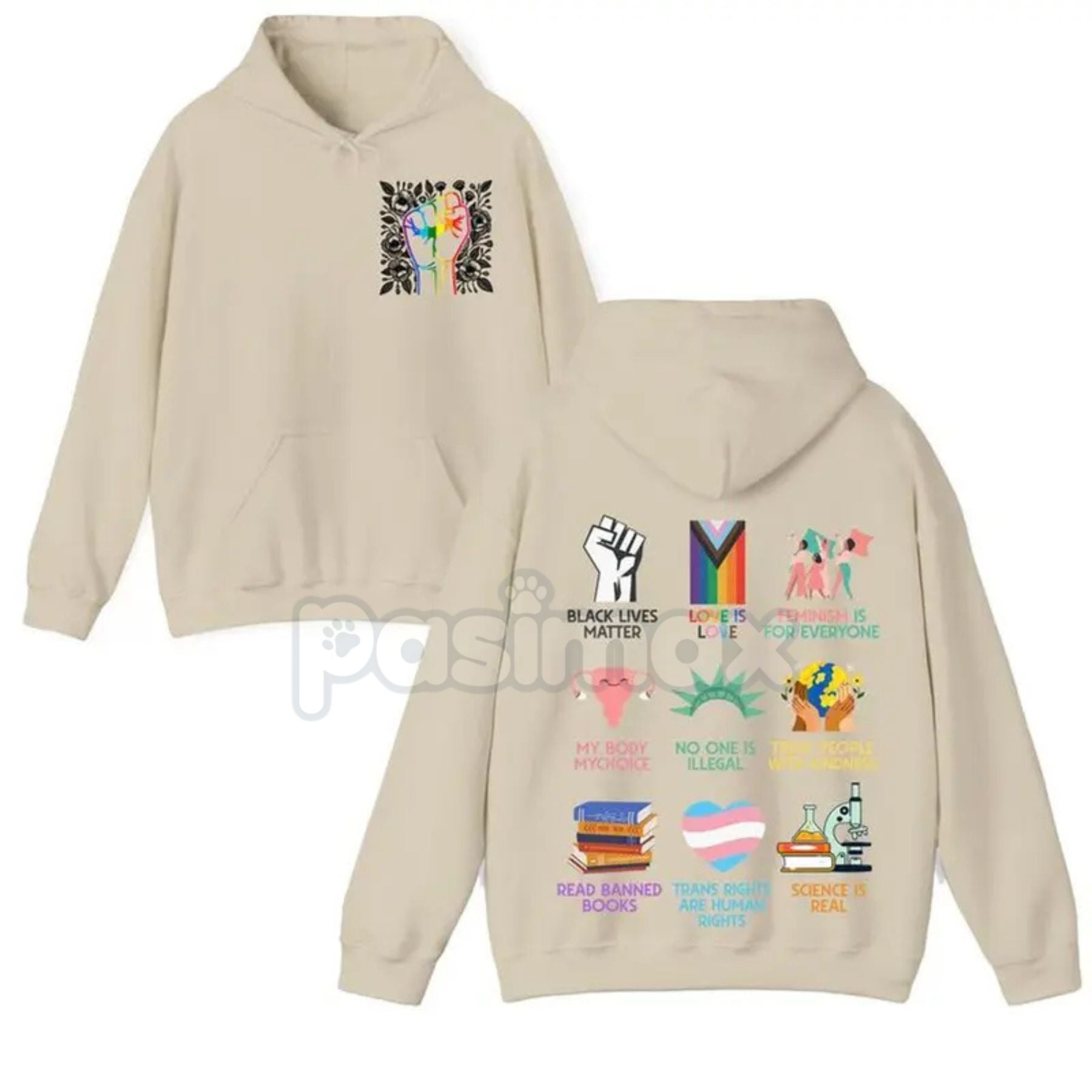 Pasimax Human Rights 2-Sided Hoodie – Bold Statement Pullover, Equality & Social Justice Activism Apparel, Unisex — lifestyle