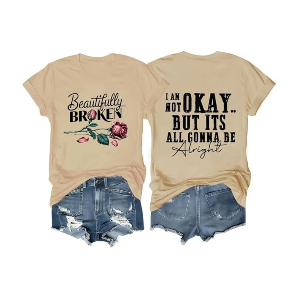 Pasimax "Beautifully Broken, Not Okay" T-Shirt — lifestyle context