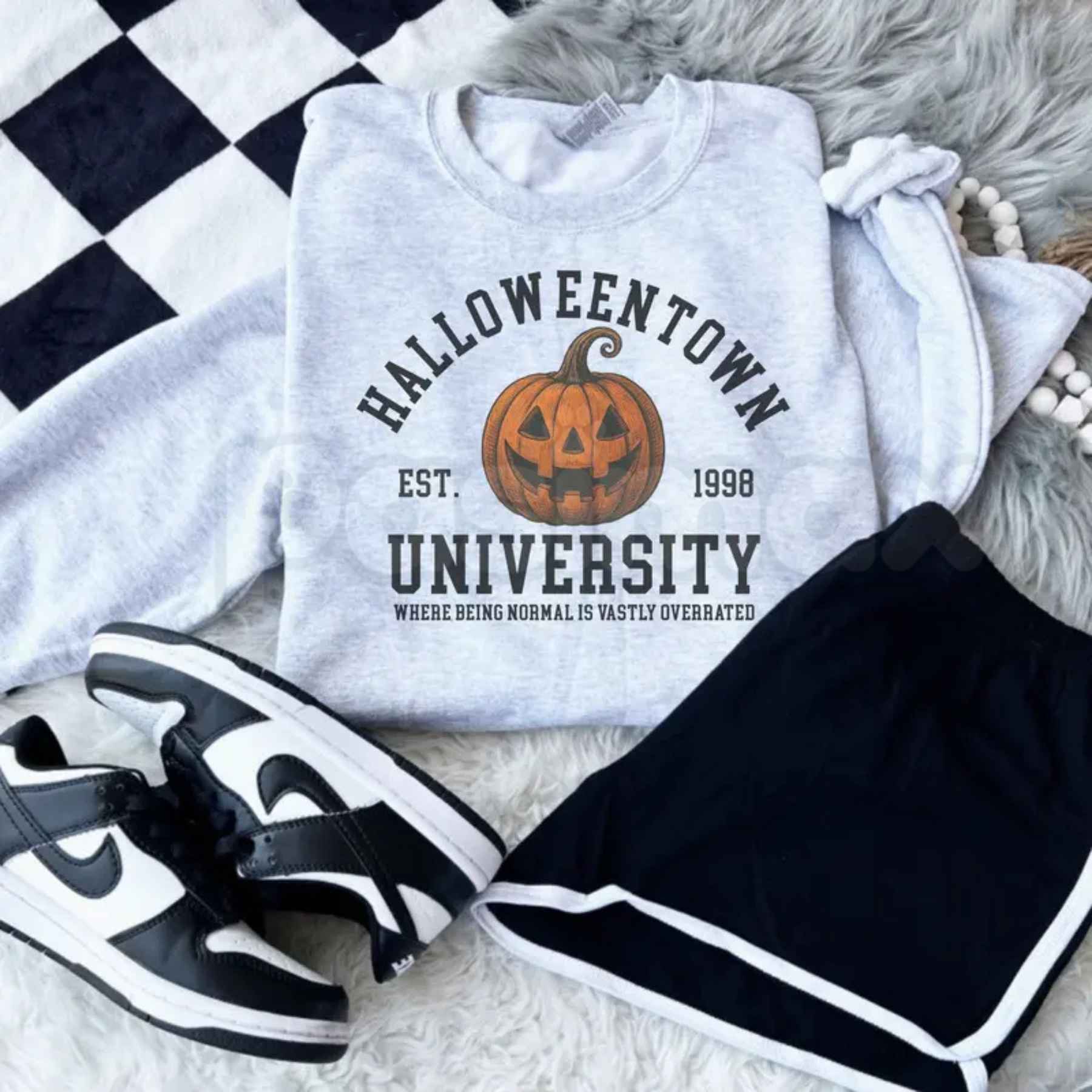 Halloween Town University Sweatshirt | Vintage Pumpkin Crewneck