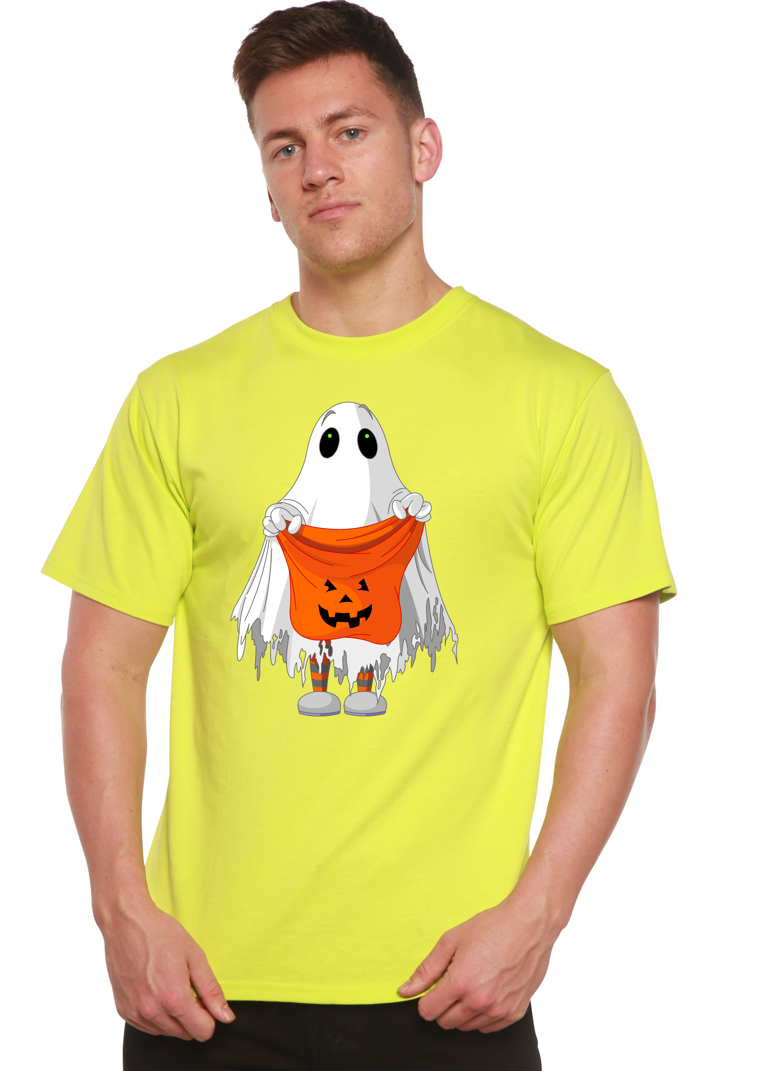 Spun Bamboo Boo Halloween Men's Bamboo Viscose/Organic Cotton Short Sleeve Graphic T-Shirt — back view