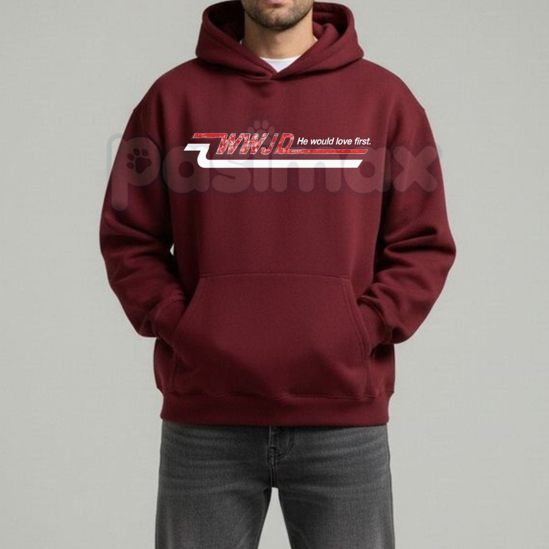 Pasimax Retro WWJD Skater Style Hoodie – 90s Aesthetic Christian Streetwear, Oversized Y2K Faith Pullover, Unisex — lifestyle