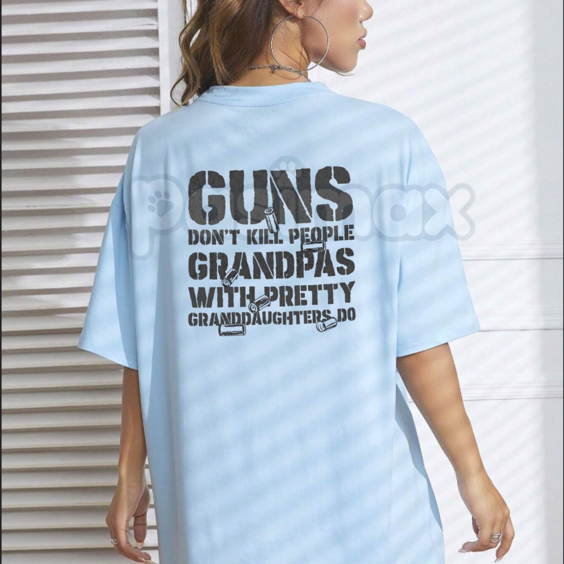Pasimax "Grandpas With Pretty Granddaughters" Funny T-Shirt - Protective Grandpa Graphic Tee, Premium 100% Cotton Humor Shirt