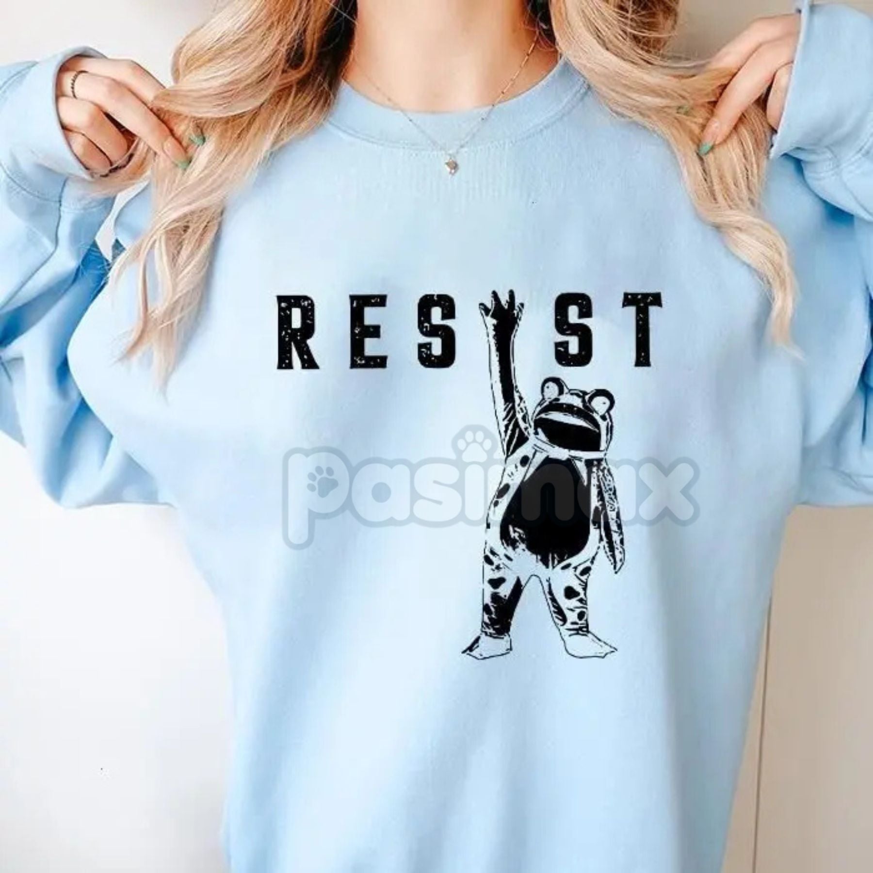 Pasimax Resist Frog Rage Against The Machine Sweatshirt – I Stand With Frog Political Satire Crewneck — lifestyle context