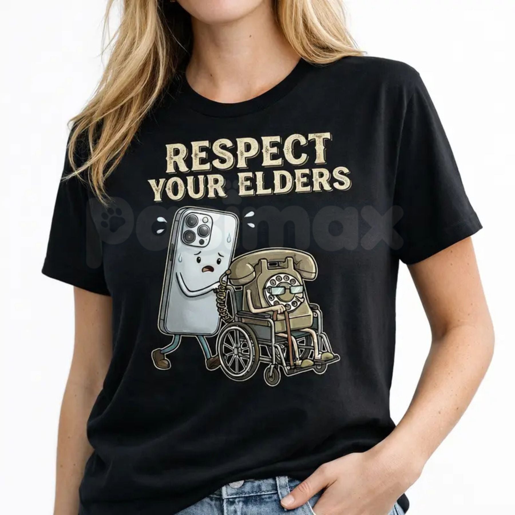 "Respect Your Elders" Tech Graphic T-Shirt – Funny Floppy Disk Retro PC Tee, Premium 100% Cotton Gamer & IT Humor Top, Soft Lived-In Heavyweight Nerd Culture Shirt, Made in USA