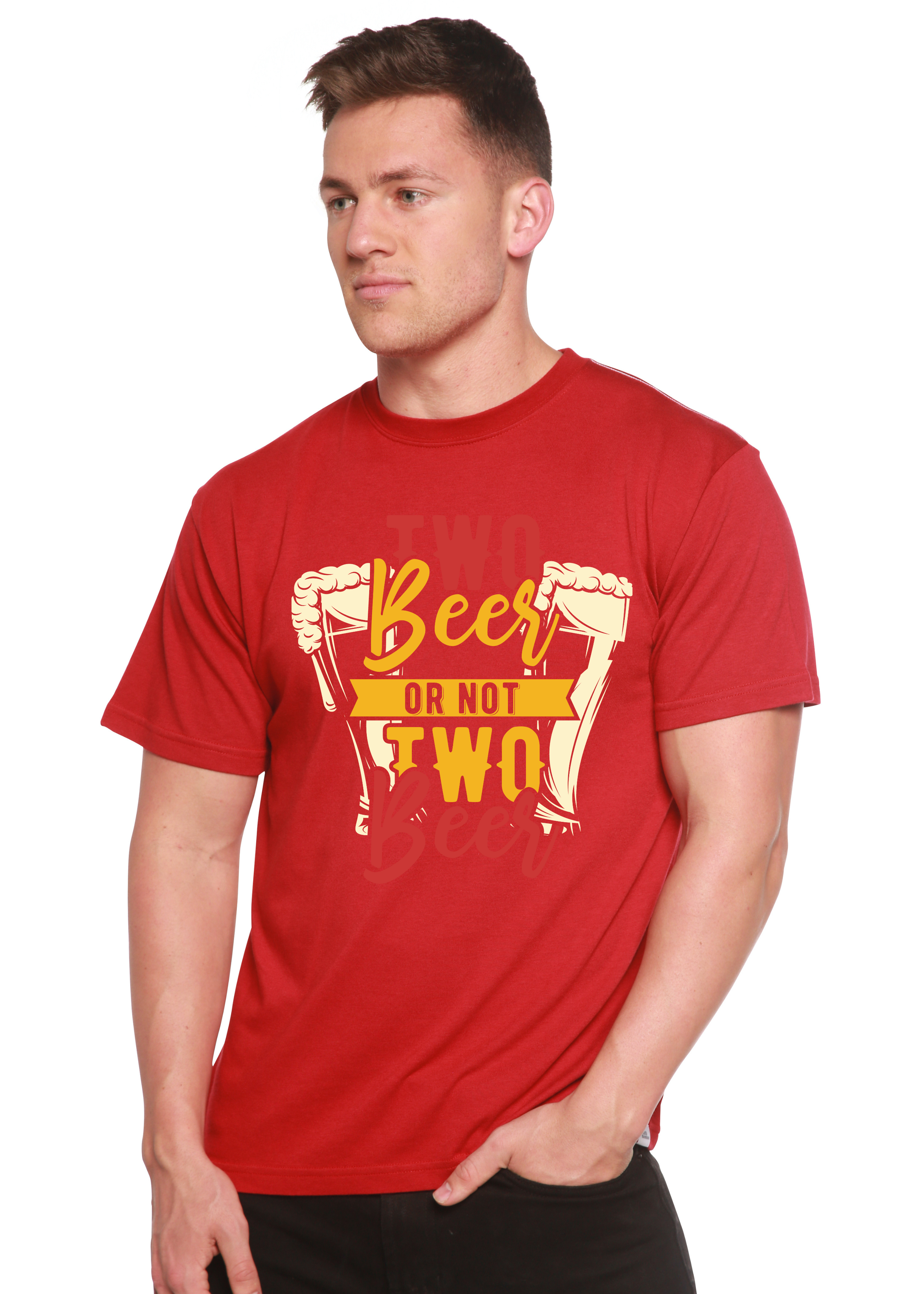 Spun Bamboo Two Beer Men's Bamboo Viscose/Organic Cotton Short Sleeve Graphic T-Shirt — alternative angle