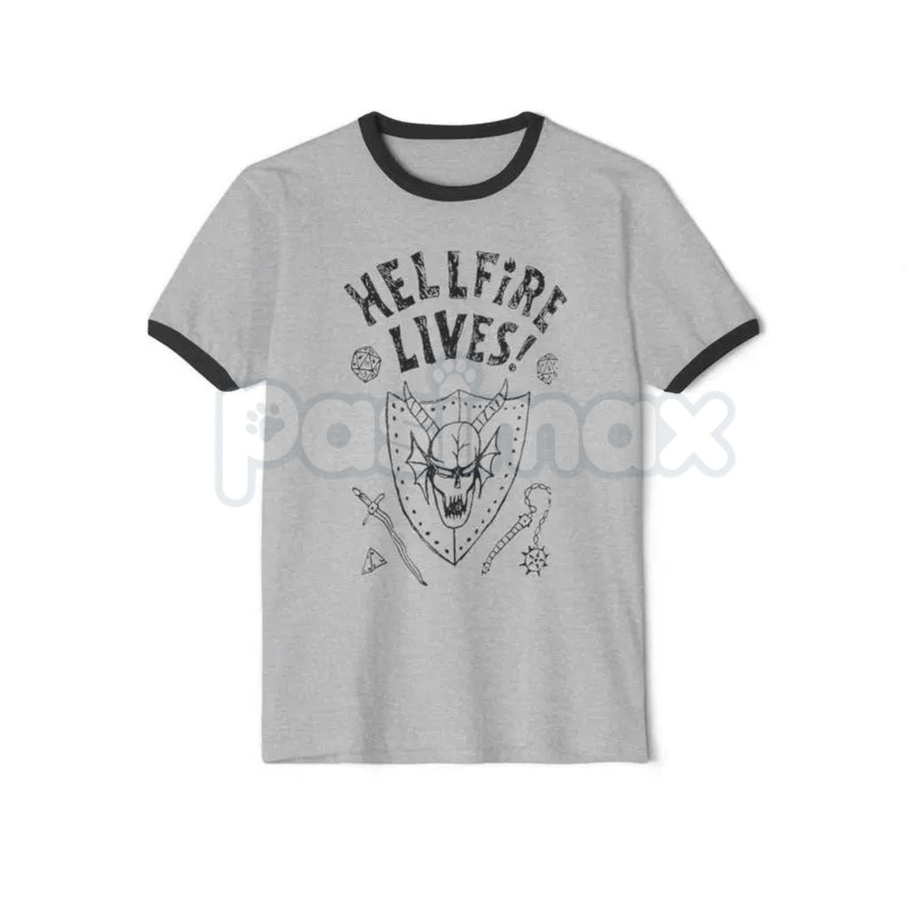 Pasimax Dustin Hellfire Lives Ringer Tee – Eddie & Dustin Fan Tribute Shirt, Retro Stranger Things Inspired Unisex Graphic Te