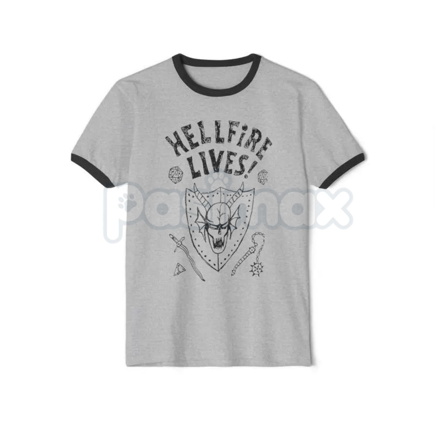 Pasimax Dustin Hellfire Lives Ringer Tee – Eddie & Dustin Fan Tribute Shirt, Retro Stranger Things Inspired Unisex Graphic Te