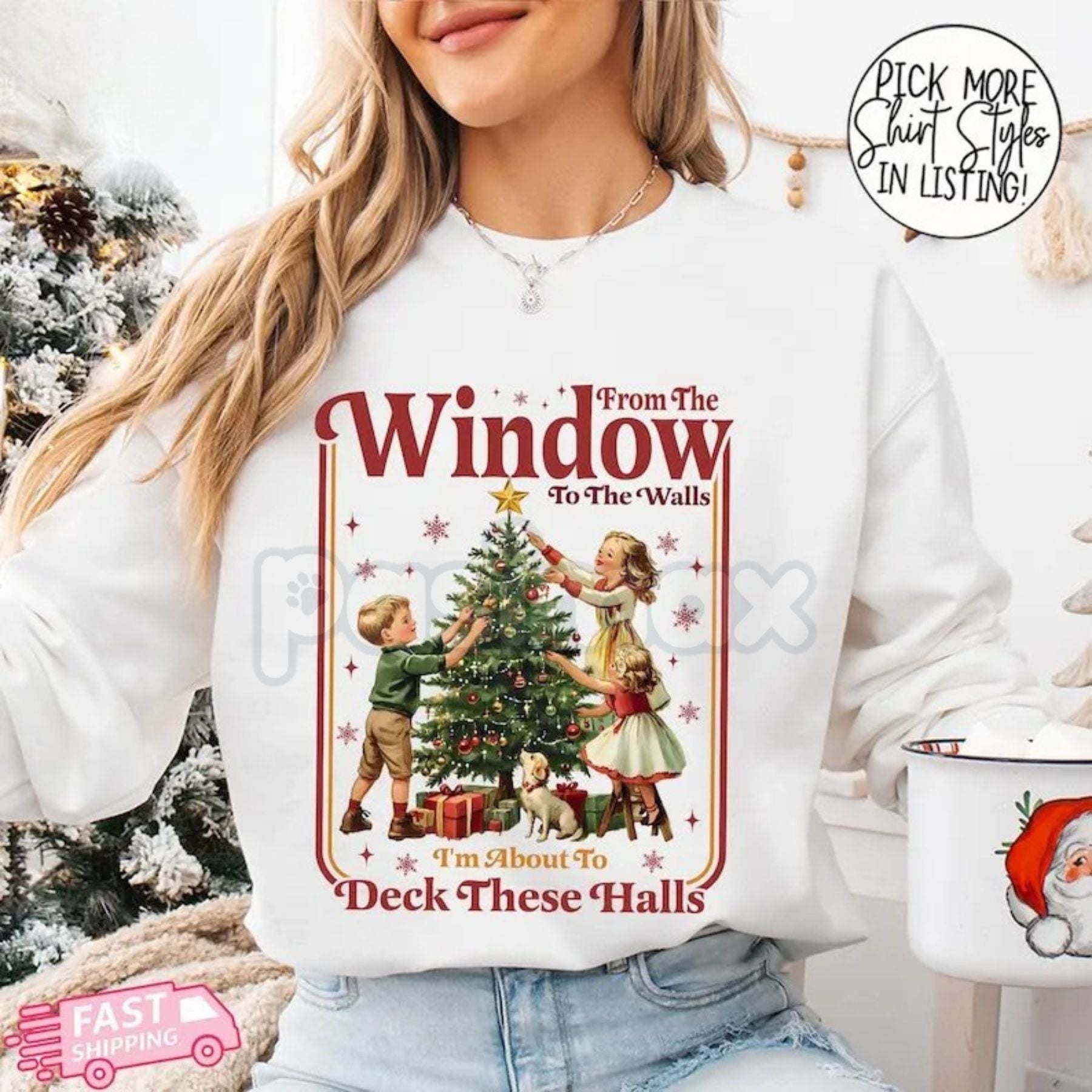 Pasimax Funny "Deck These Halls" Christmas Sweatshirt – Innuendo Holiday Humor Crewneck — lifestyle context