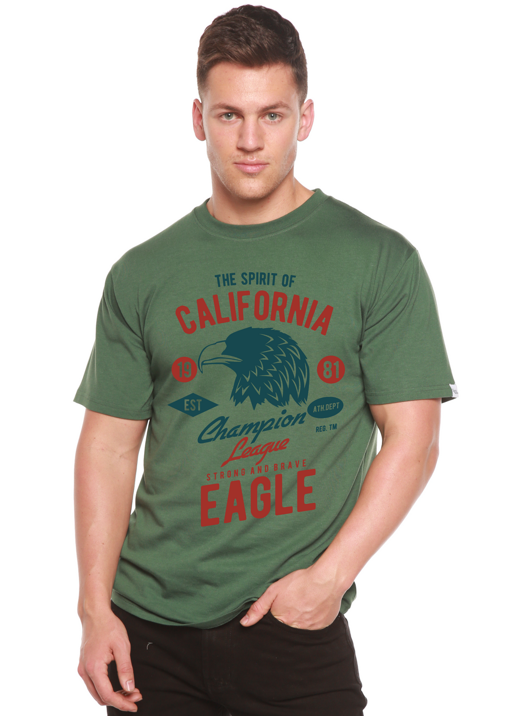 Spun Bamboo The Spirit of Spun Bamboo® Men's Bamboo Viscose/Organic Cotton Short Sleeve Graphic T-Shirt — side view