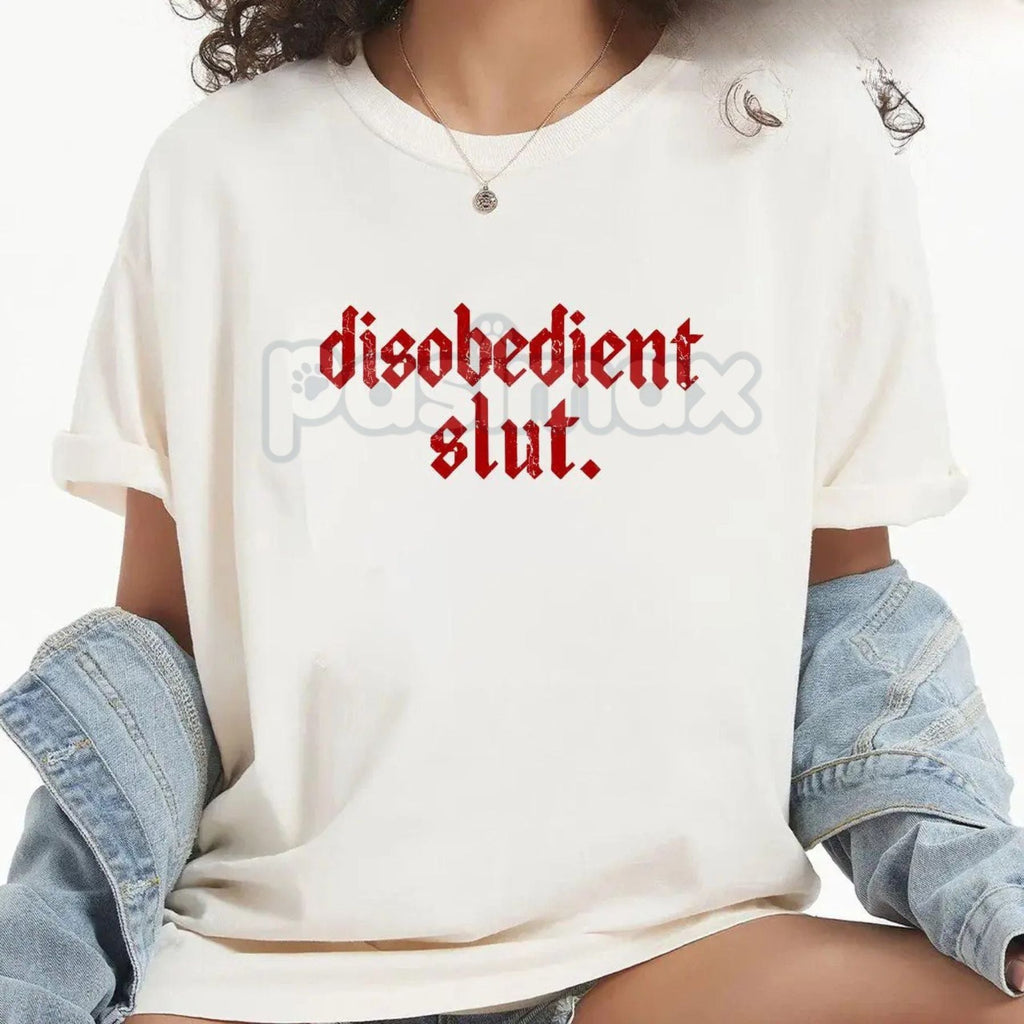 Pasimax Rebellious Attitude Graphic Tee - Bold Gothic Letter Print Shirt, Unisex Edgy Aesthetic Apparel, Dark Aesthetic Stree