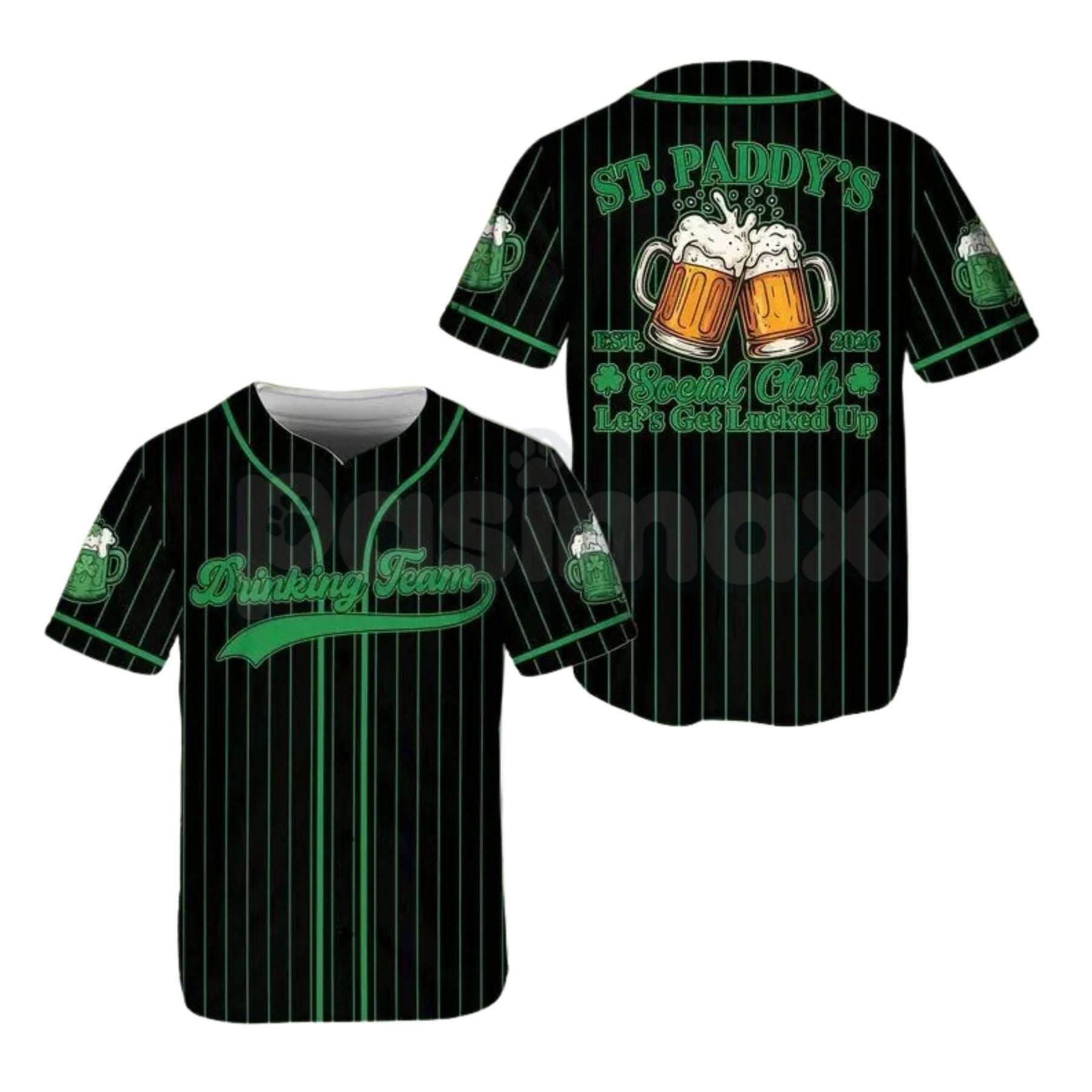 Pasimax St Paddy’s Day Irish Beer Social Club Baseball Jersey – Lucky Shamrock Drinking Team Shirt — lifestyle context