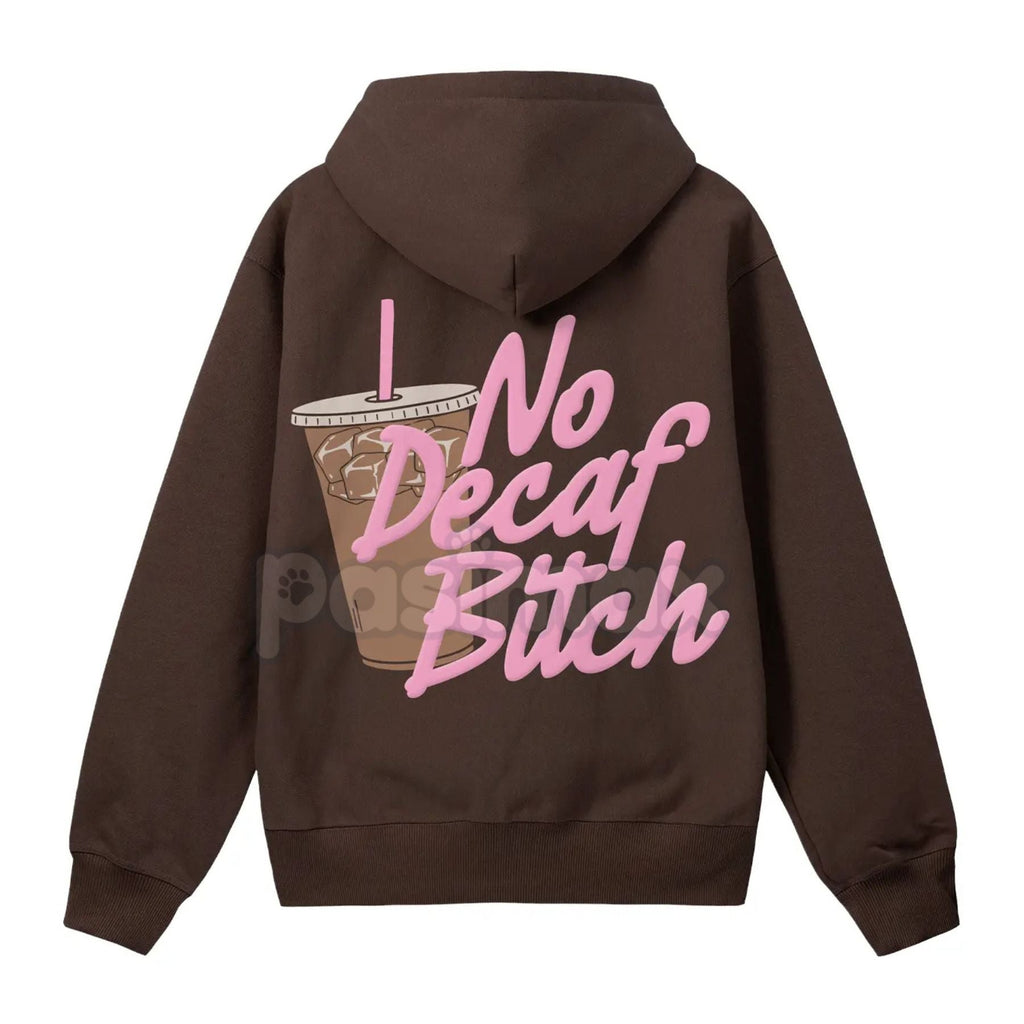 Pasimax No Decaf Brown Zip-Up Hoodie — lifestyle context