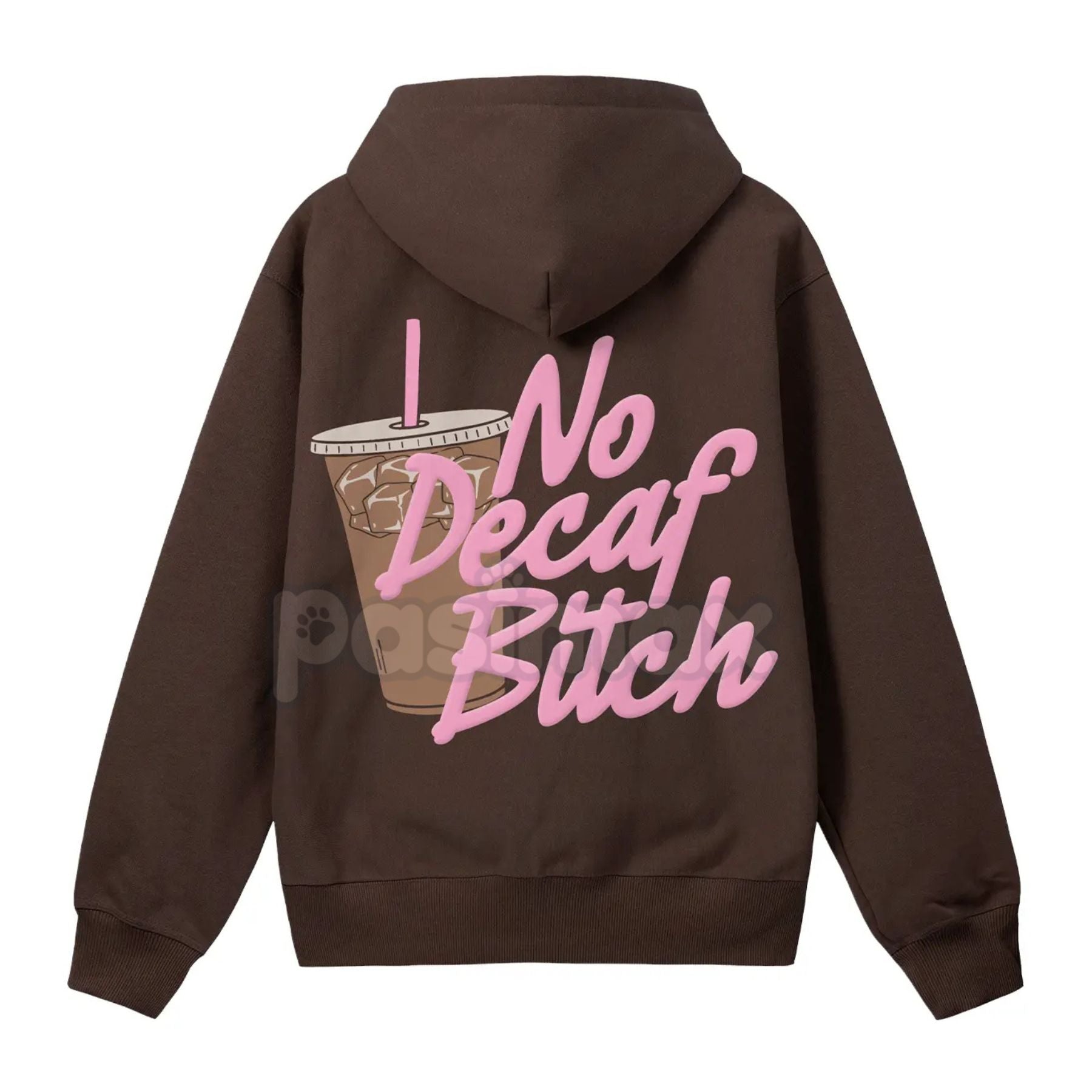 Pasimax No Decaf Brown Zip-Up Hoodie — lifestyle context