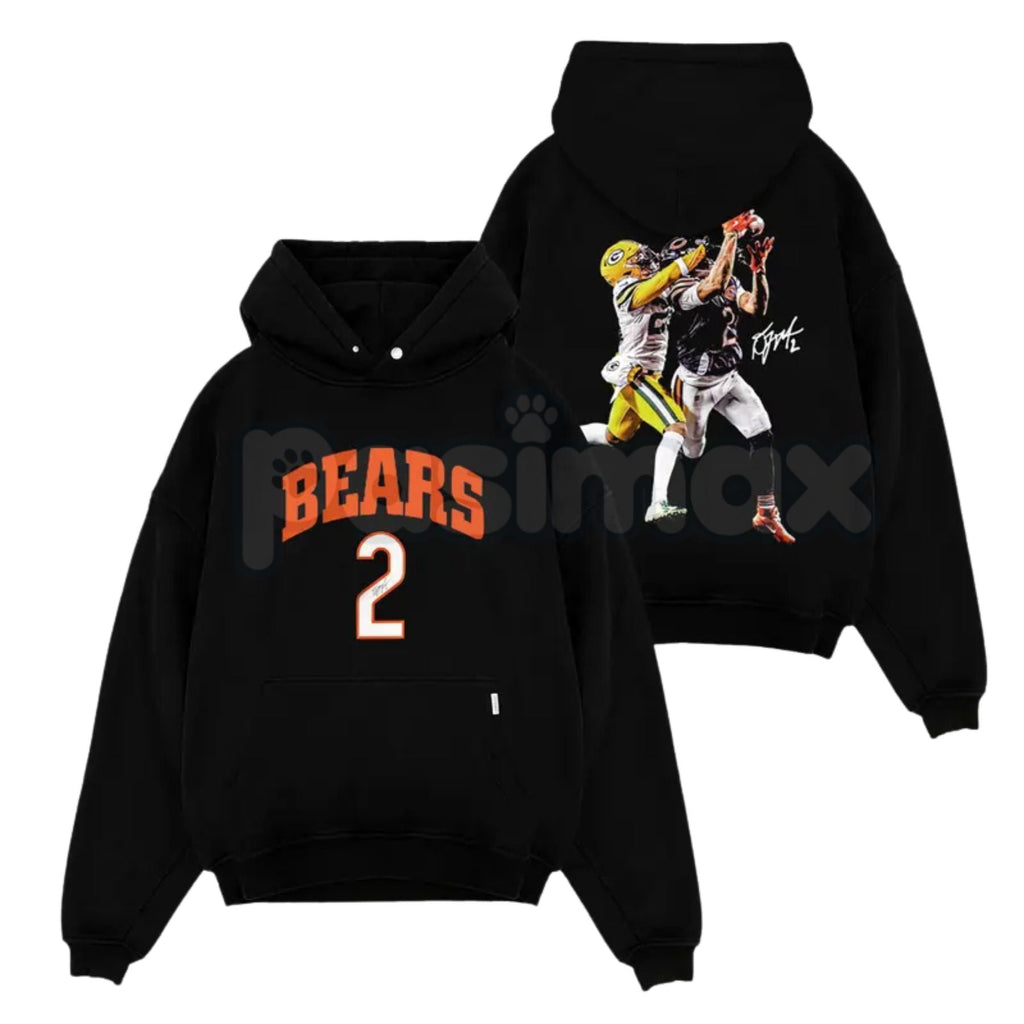 Pasimax Da Bears Fit – DJ Moore 2 'Catch' Game Day Cotton Hoodie, Soft & Comfortable Sweatshirt and T-Shirt — side view