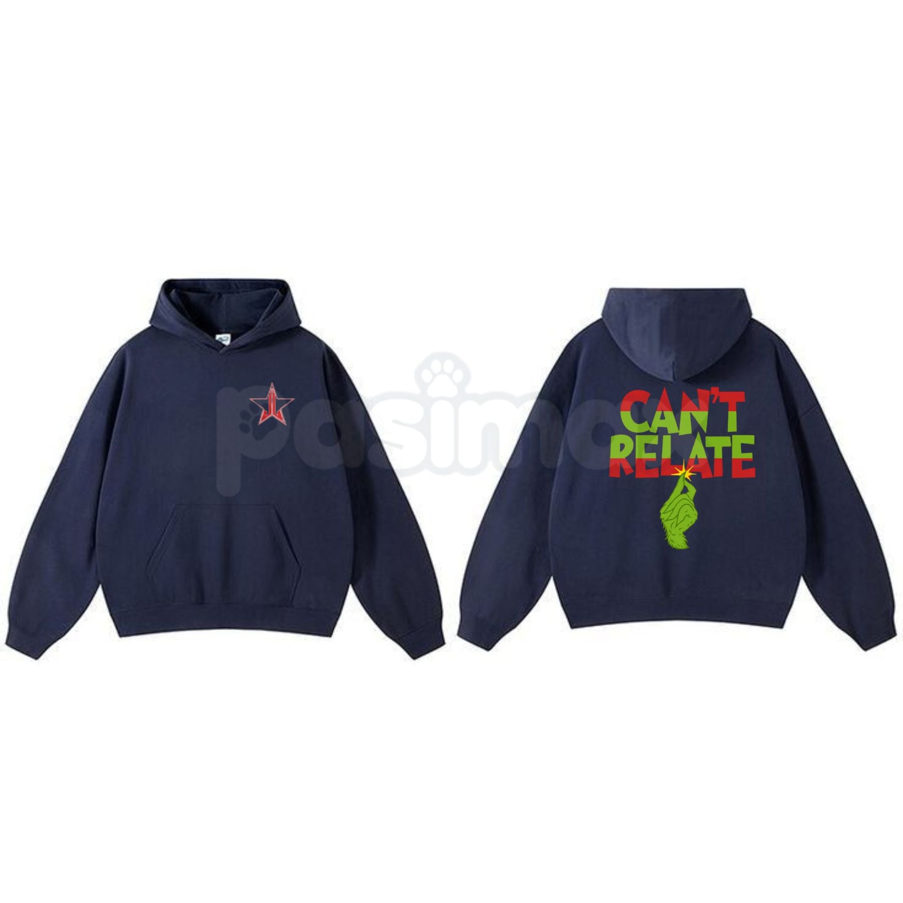 Pasimax "Can't Relate" Holiday Hoodie – Funny Anti-Christmas Slogan Pullover, Grinch & Introvert Festive Apparel, Unisex — si