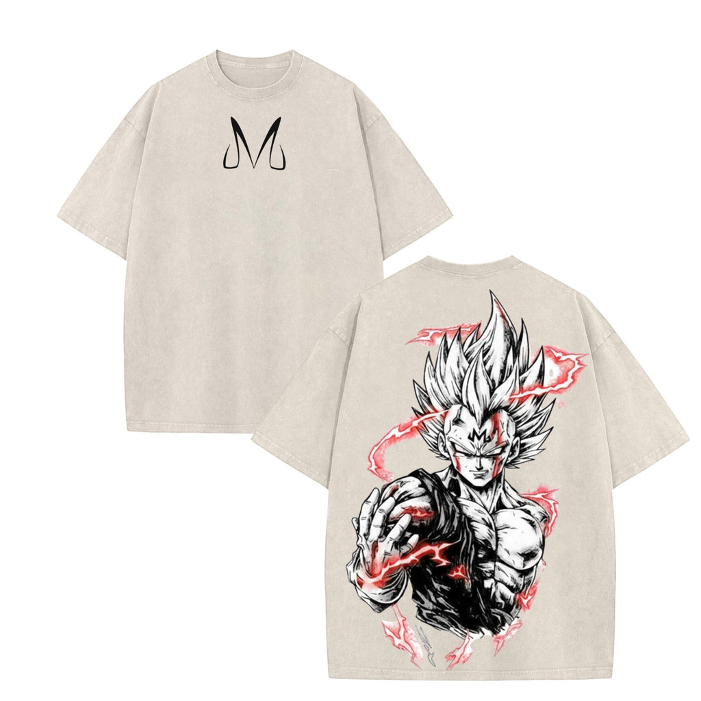 Pasimax Warrior Power Vintage Washed T-Shirt – DBZ Inspired Anime Graphic Tee, Saiyan Streetwear — lifestyle context
