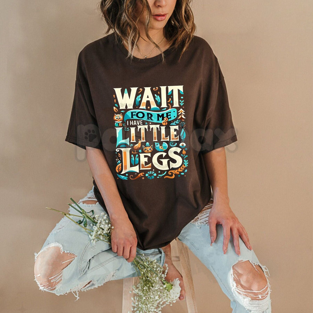 Pasimax "Wait For Me I Have Little Legs" Funny T-Shirt - Cute Short People Graphic Tee, Funny Corgi & Dachshund Lover Shirt, 