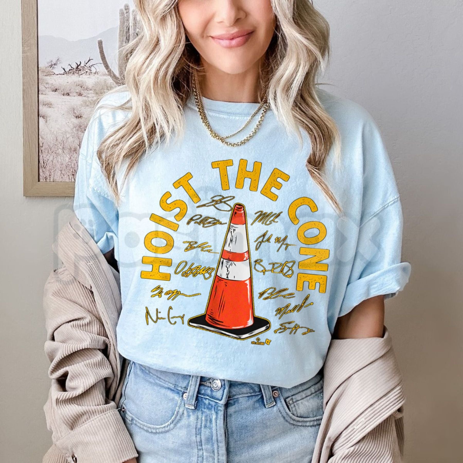 Pittsburgh Baseball "Hoist The Cone" Signatures T-Shirt – Fan-Favorite Black and Gold Graphic Tee, Premium 100% Cotton Steel City Baseball Top, Soft Lived-In Heavyweight North Shore Legend Shirt, Made in USA