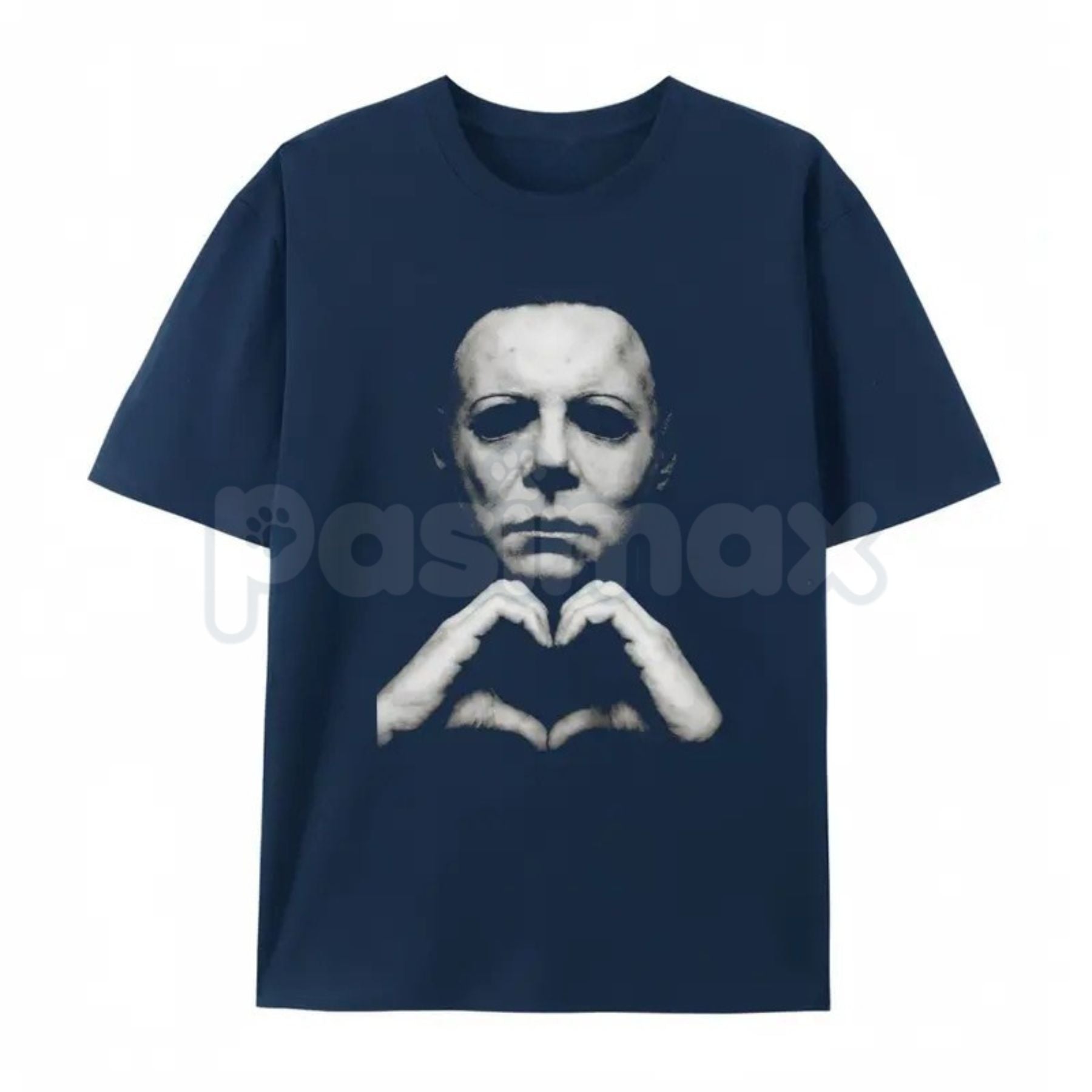 Horror "Michael Hand Heart" Graphic T-Shirt – Spooky Slasher Halloween Tee, Premium 100% Cotton Creepy Cute Movie Top, Soft Lived-In Heavyweight Horror Fan Shirt, Made in USA