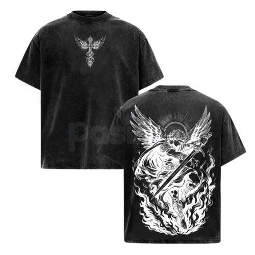 Archangel Michael Vintage Washed T-Shirt – Saint Michael Christian Streetwear Graphic Tee