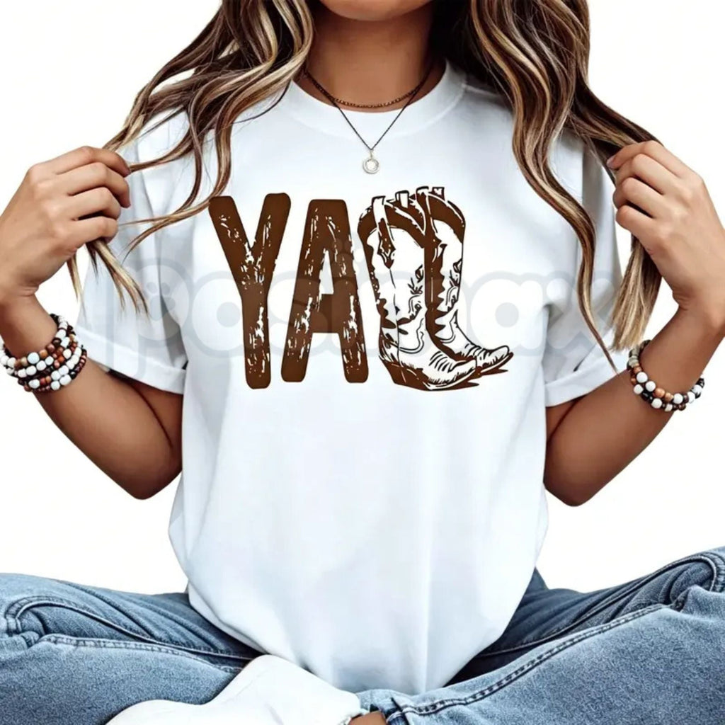 "Cowboy Boot Print" Western Graphic T-Shirt – Retro Country Music Rodeo Novelty Lifestyle Tee