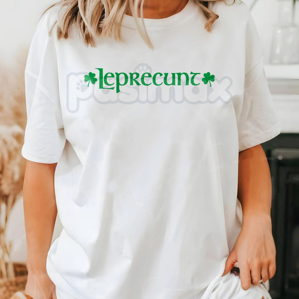 Pasimax Retro Leprecunt Women's Baby Tee – Vintage 70s St. Patrick's Day T-Shirt & Sarcastic Irish Crop Top — lifestyle conte