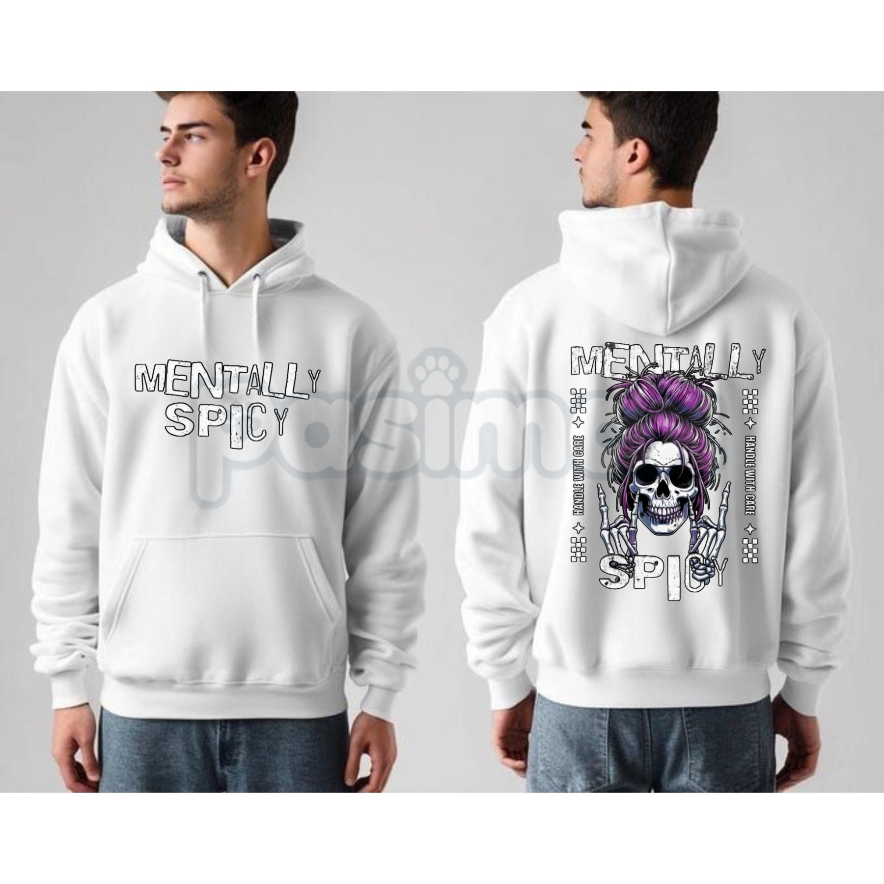 Pasimax Spicy Brain Skull Hoodie – Dark Aesthetic Neurodivergent Streetwear, Grunge Mental Health Pullover, Unisex Vintage Wa