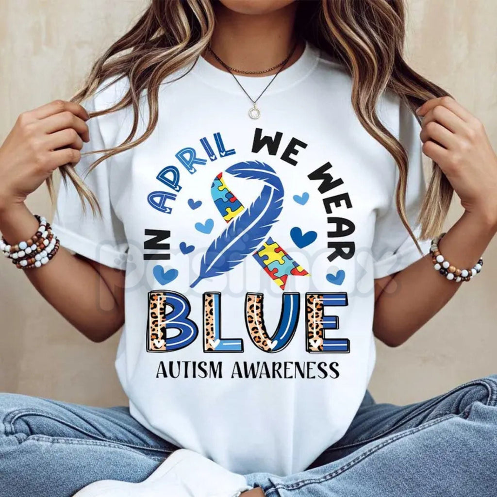 Pasimax "In April We Wear Blue" Modern Autism T-Shirt — lifestyle context
