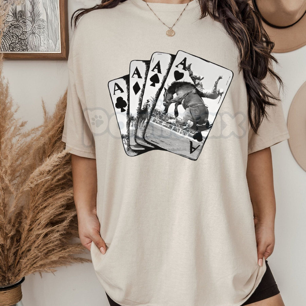 Pasimax Ace Card Cowboy T-Shirt - Vintage Western Graphic Tee, Gambler Luck Apparel, Unisex Texas Hold'em Shirt — lifestyle c