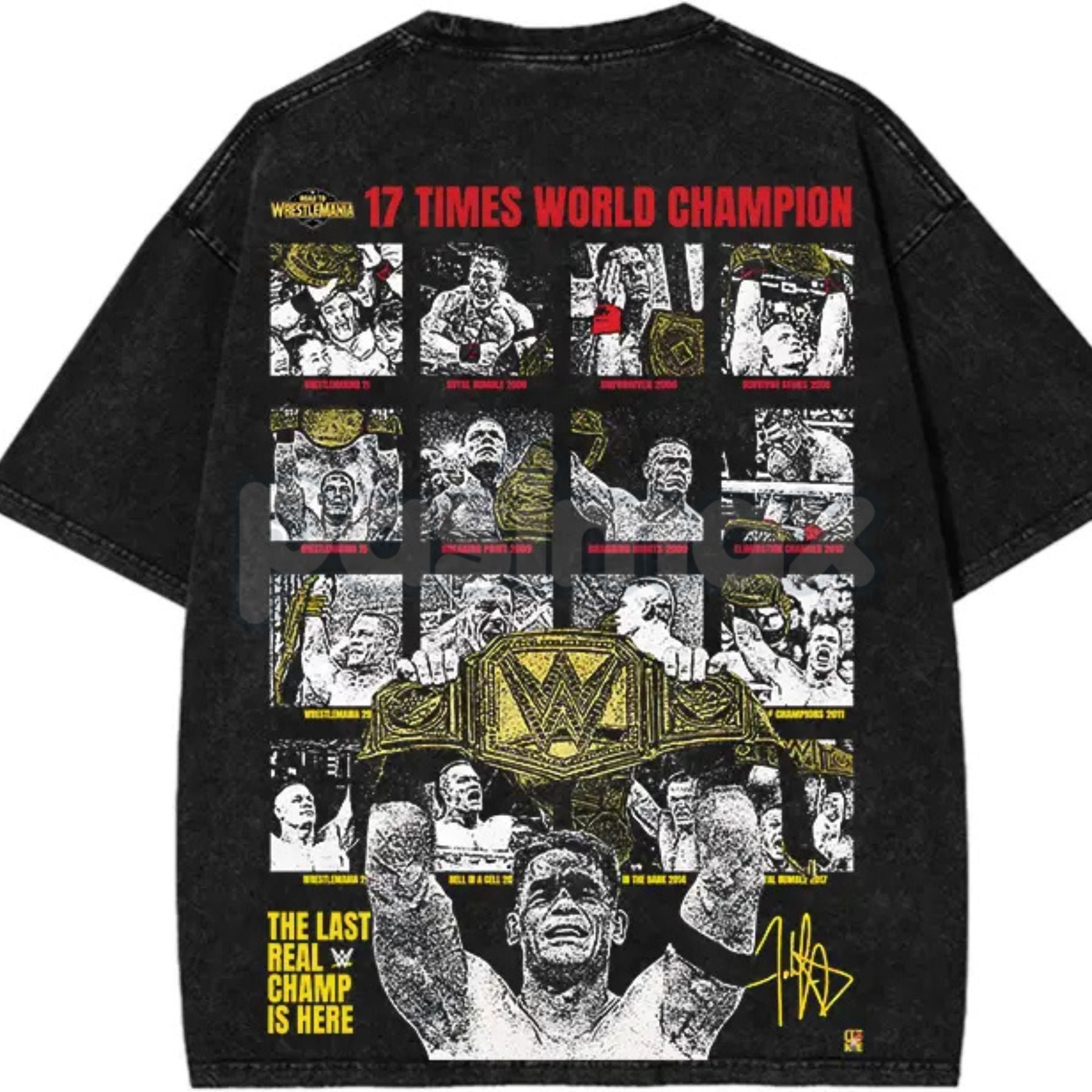 Pasimax John Cena "The Last Real Champ" T-Shirt – Vintage Washed Oversized Cotton Graphic Tee, WWE Retro — lifestyle context